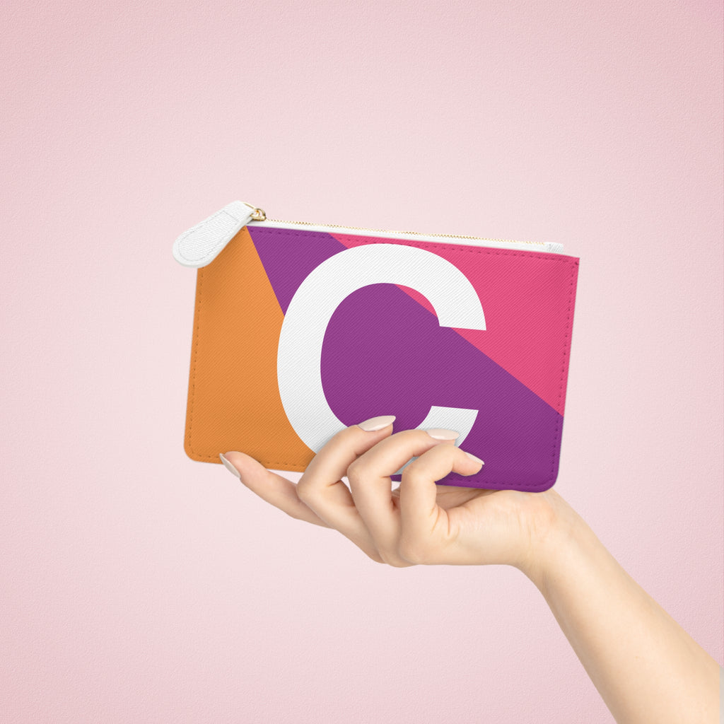 Initial C Mini Clutch — Colorblock Monogram Wristlet Wallet