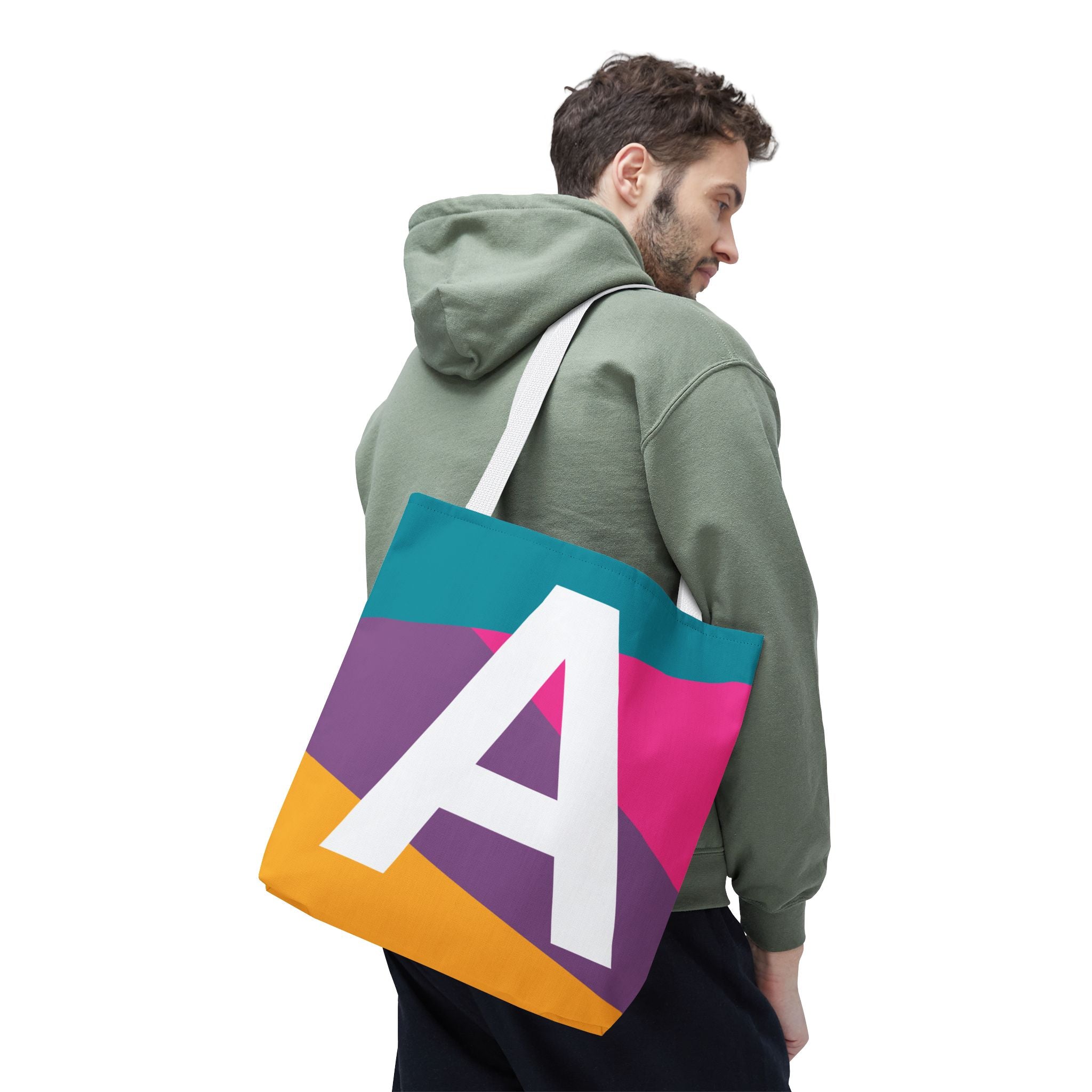 Monogram 'A' Colorblock Tote Bag — Personalized Initial A Shoulder Tote