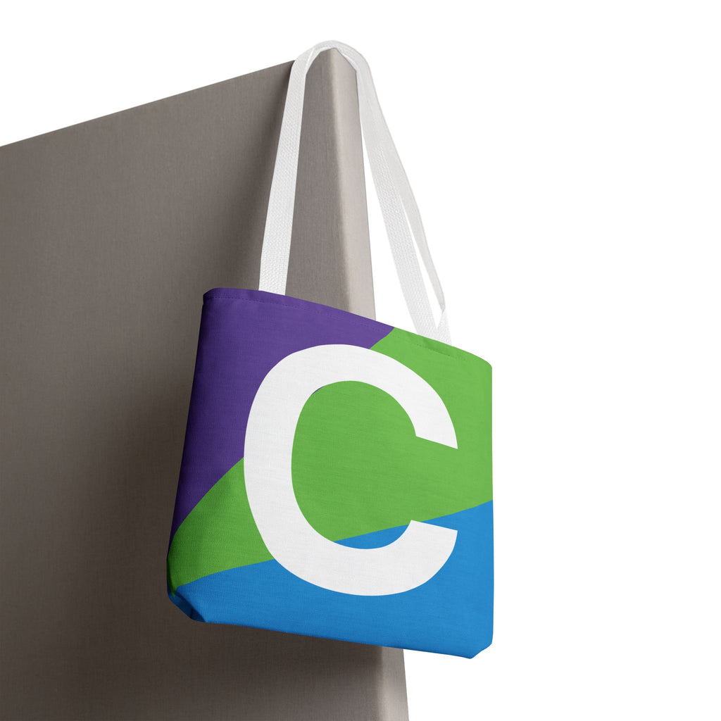 Monogram 'C' Colorblock Tote Bag — Personalized Initial C Shoulder Tote