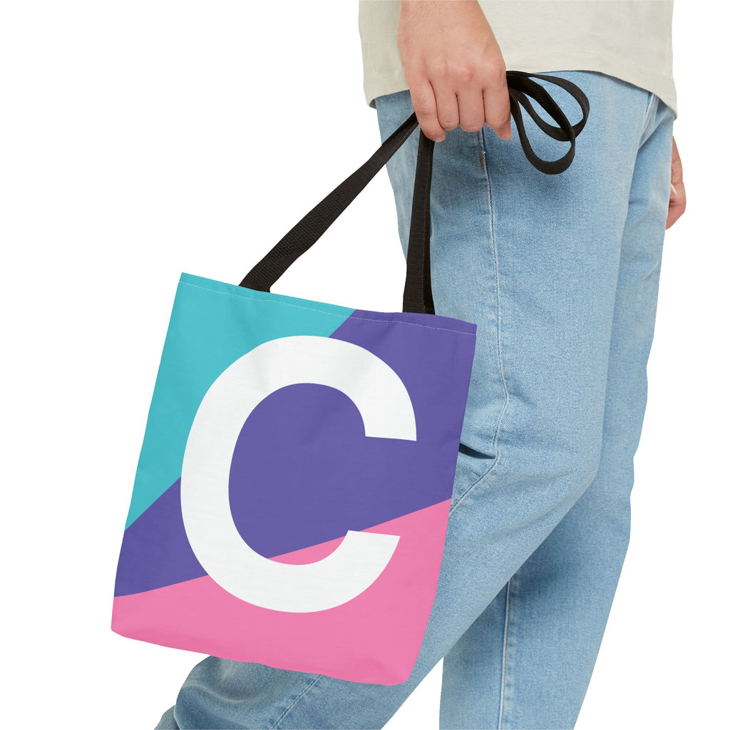 Monogram 'C' Colorblock Tote Bag — Personalized Initial C Shoulder Tote