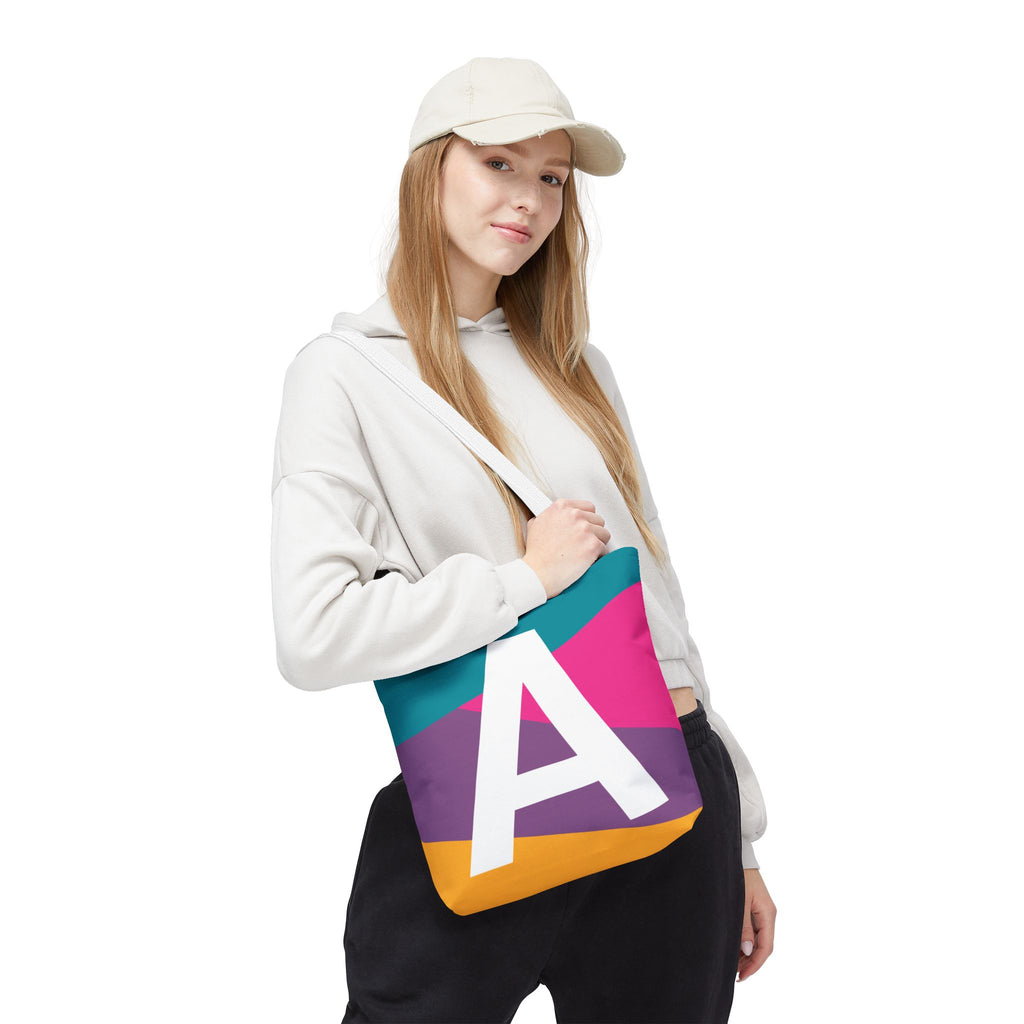Monogram 'A' Colorblock Tote Bag — Personalized Initial A Shoulder Tote