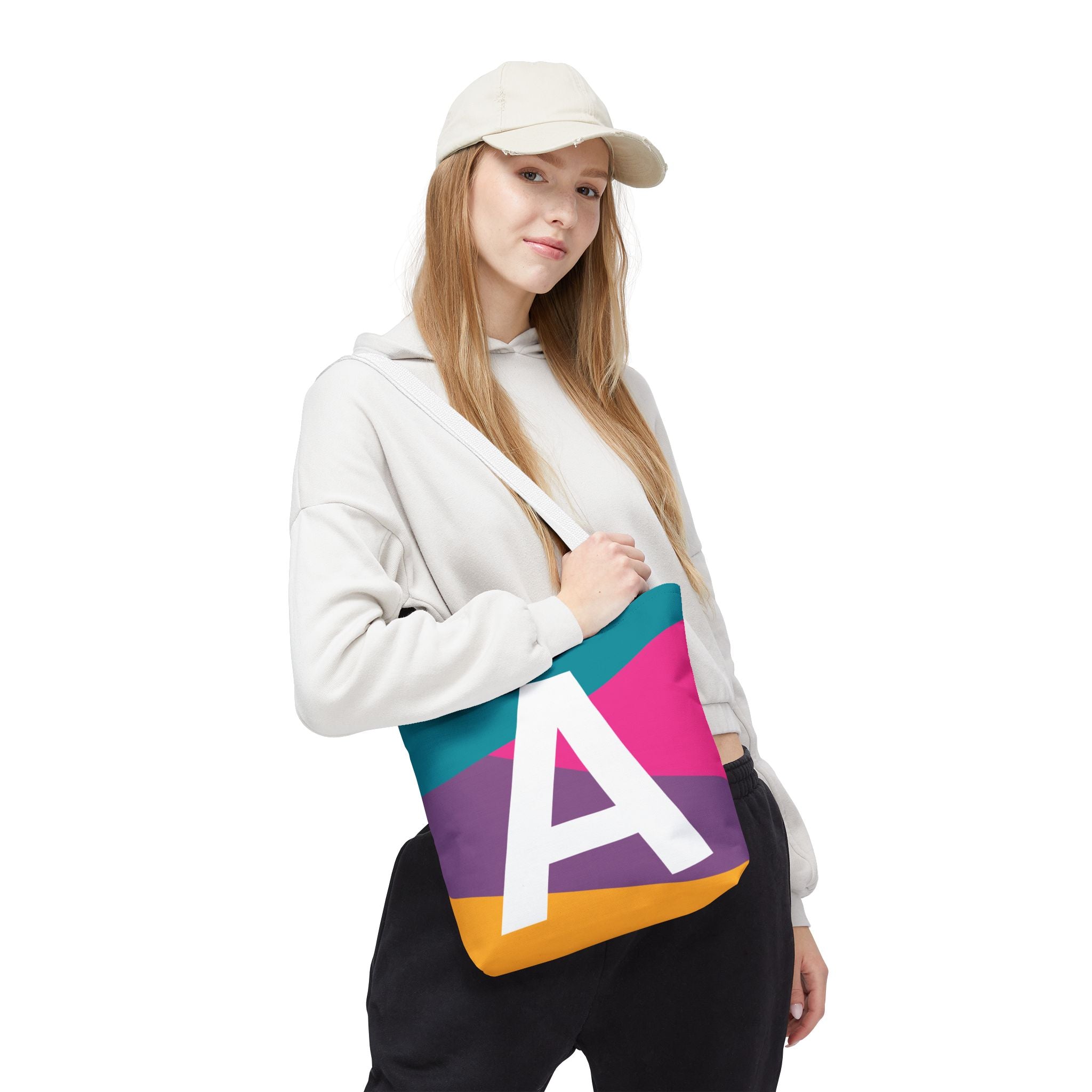Monogram 'A' Colorblock Tote Bag — Personalized Initial A Shoulder Tote