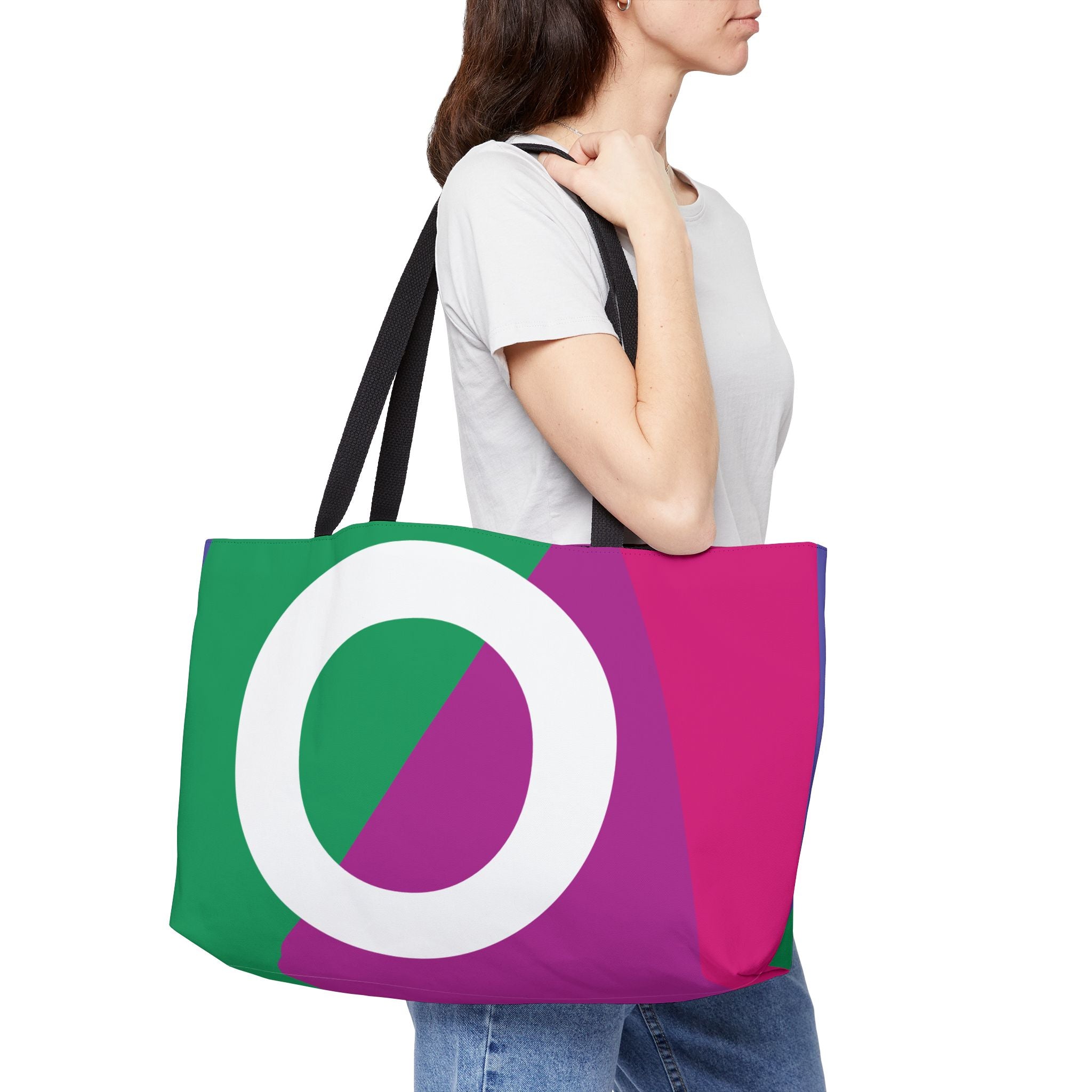 Personalized 'O' Colorblock Tote Bag — Monogram Weekender Tote