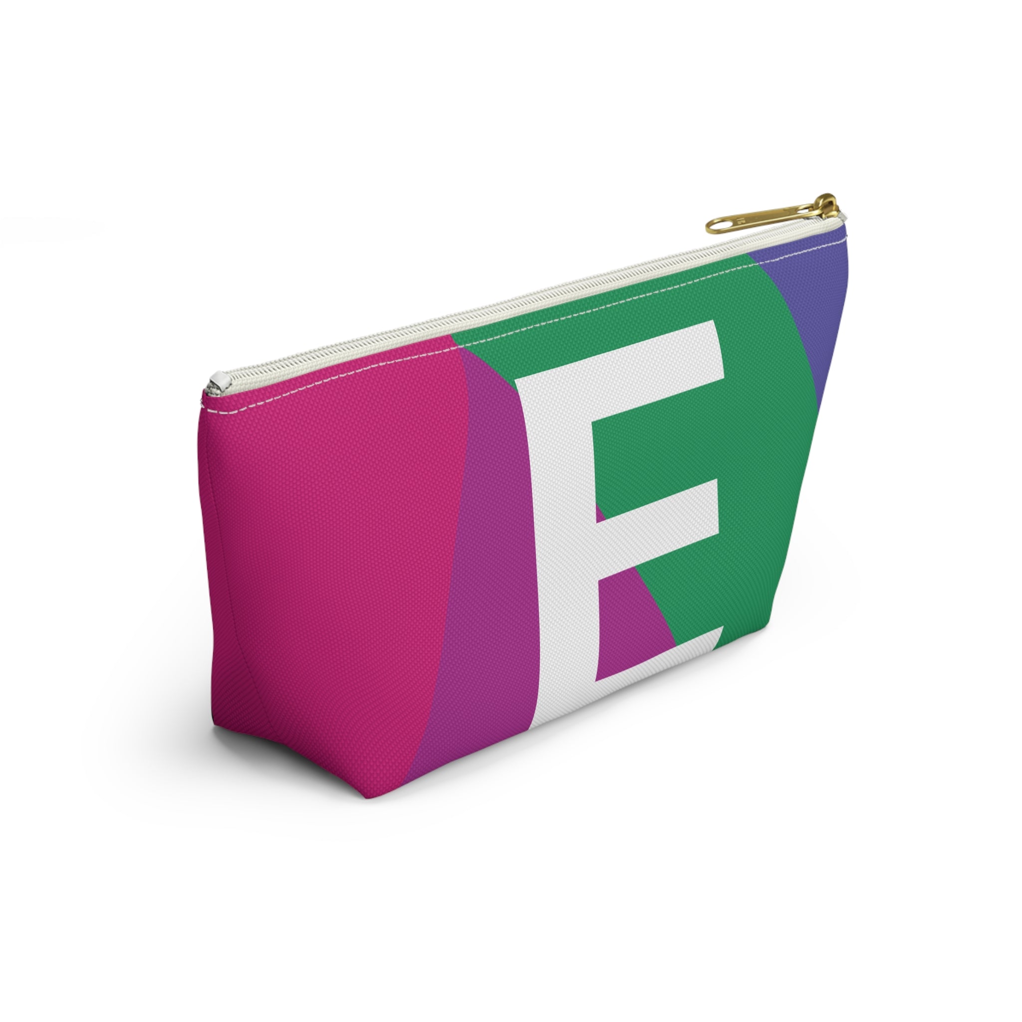 Initials Colorblock Accessory Pouch — Monogram E T-Bottom Cosmetic Bag