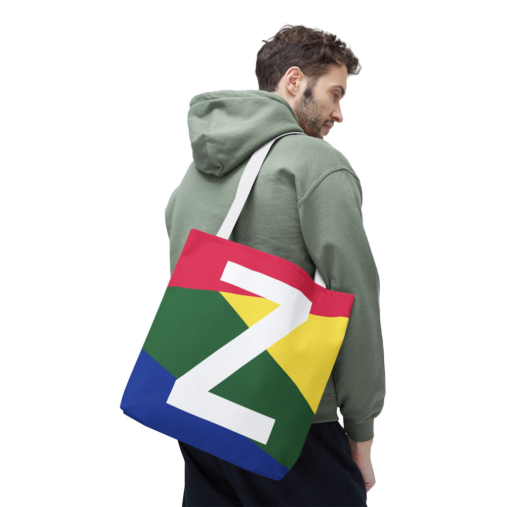 Monogram 'Z' Colorblock Tote Bag — Personalized Initial Z Shoulder Tote