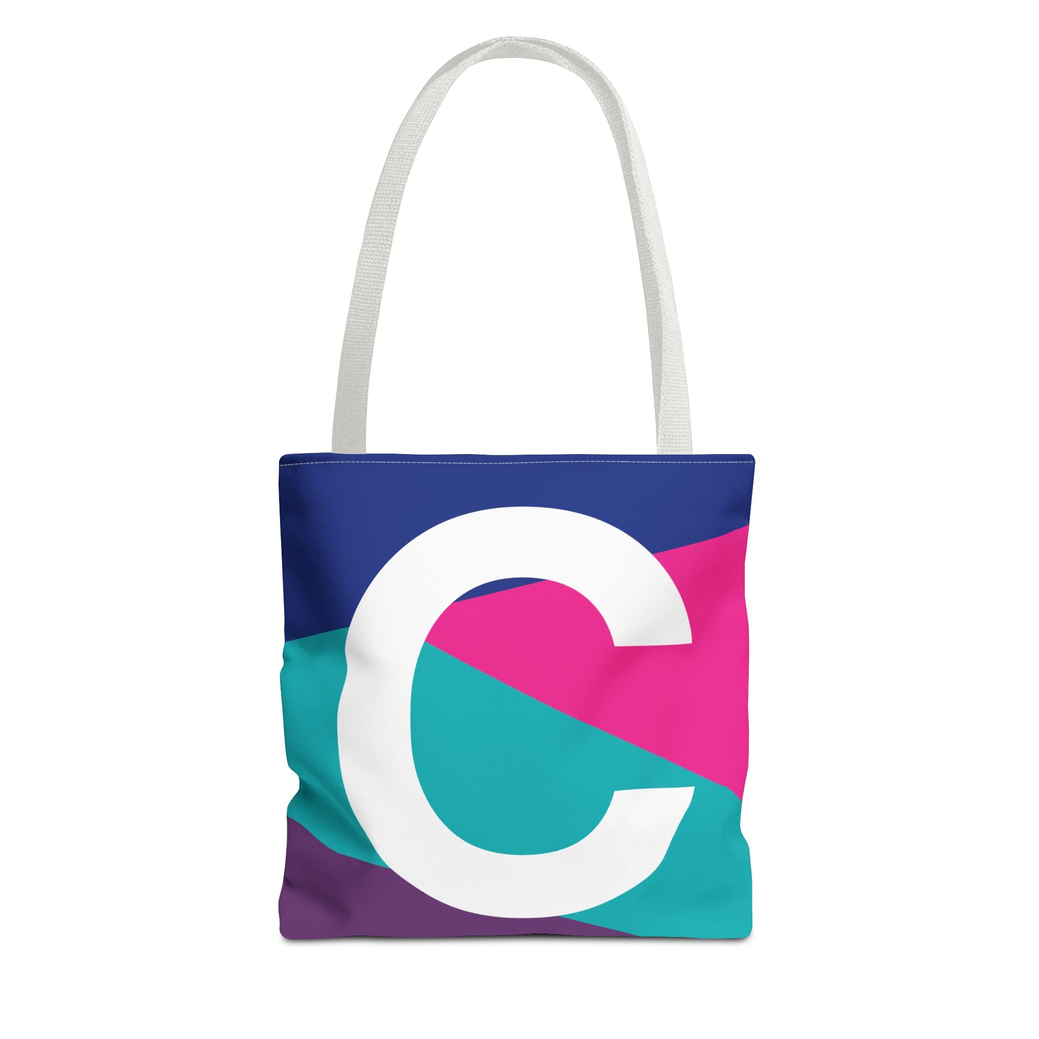 Monogram 'C' Colorblock Tote Bag — Personalized Initial C Shoulder Tote