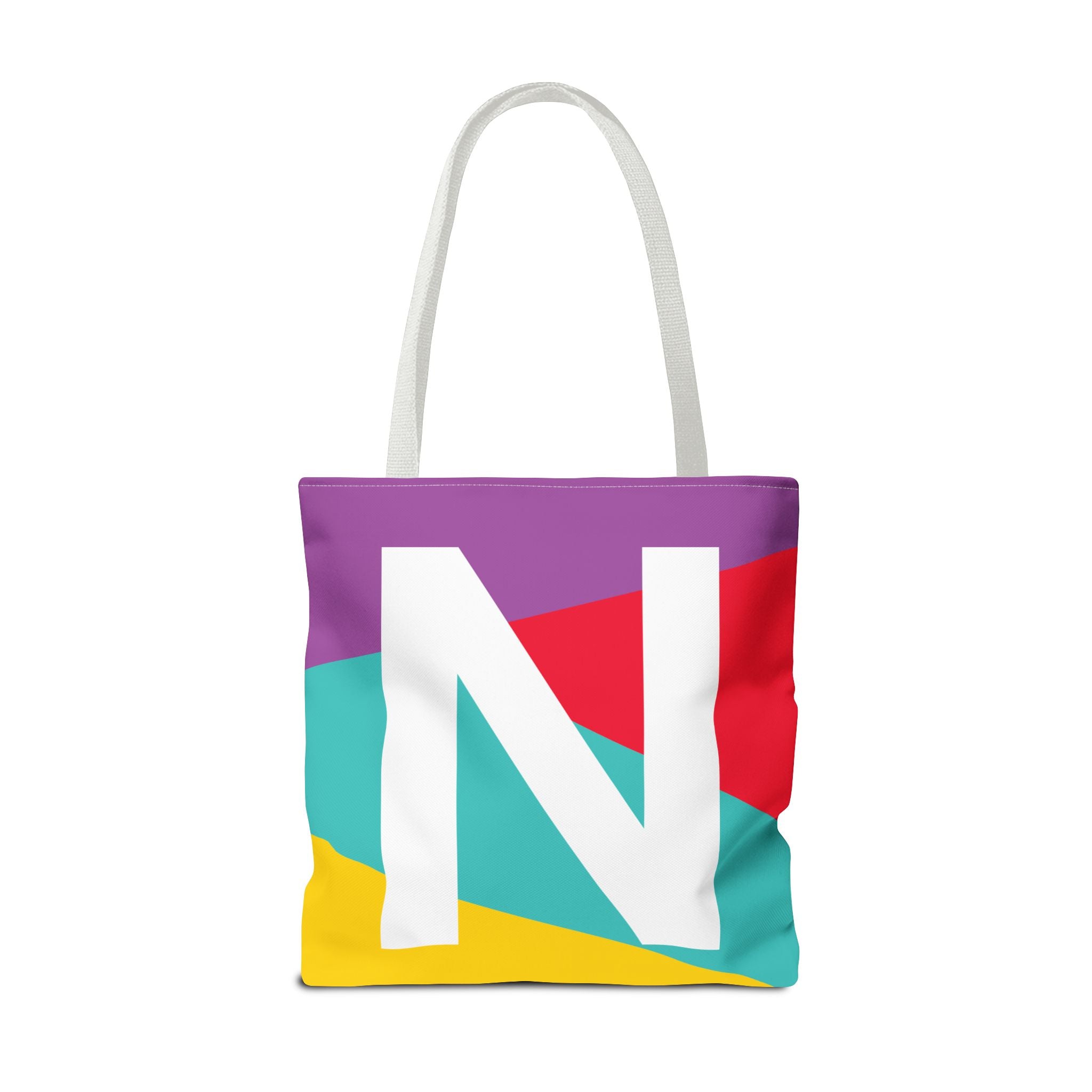 Monogram 'N' Colorblock Tote Bag — Personalized Initial N Shoulder Tote
