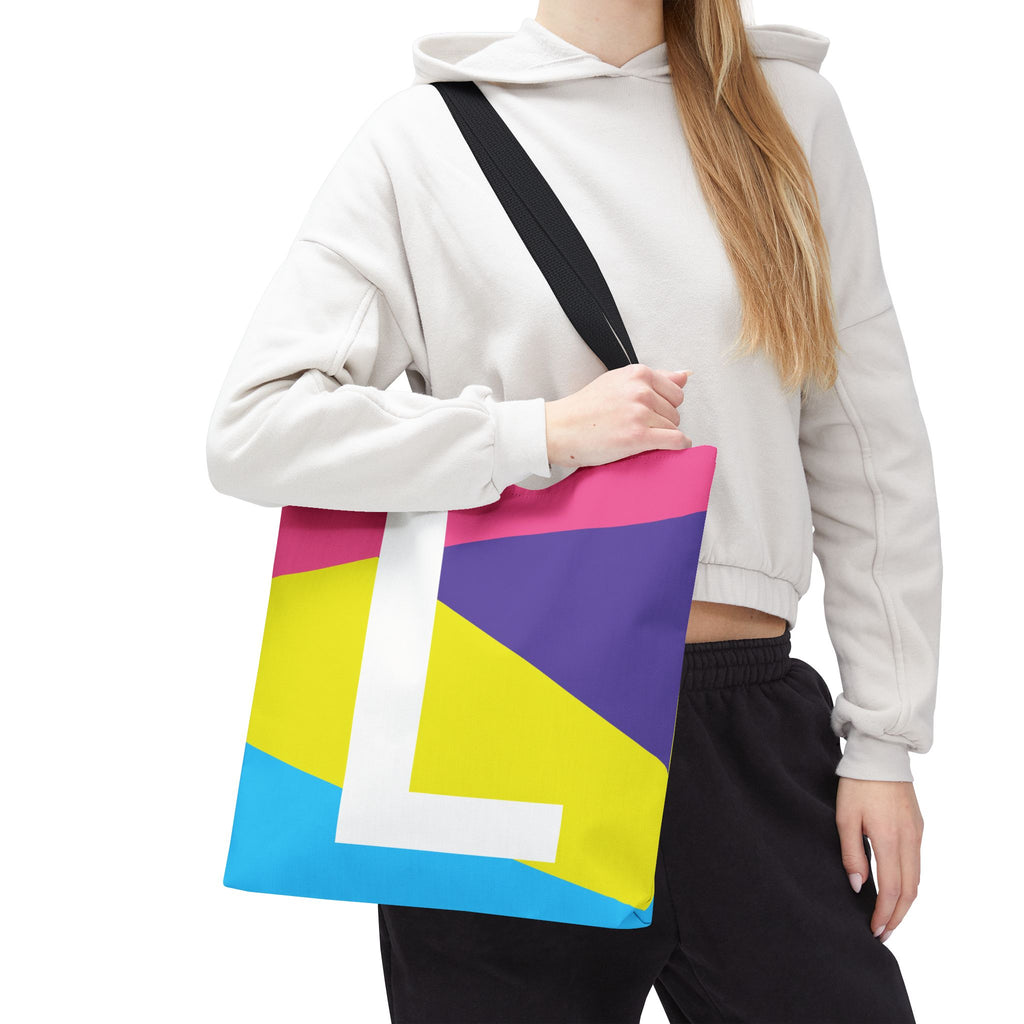 Monogram 'L' Colorblock Tote Bag — Personalized Initial L Shoulder Tote