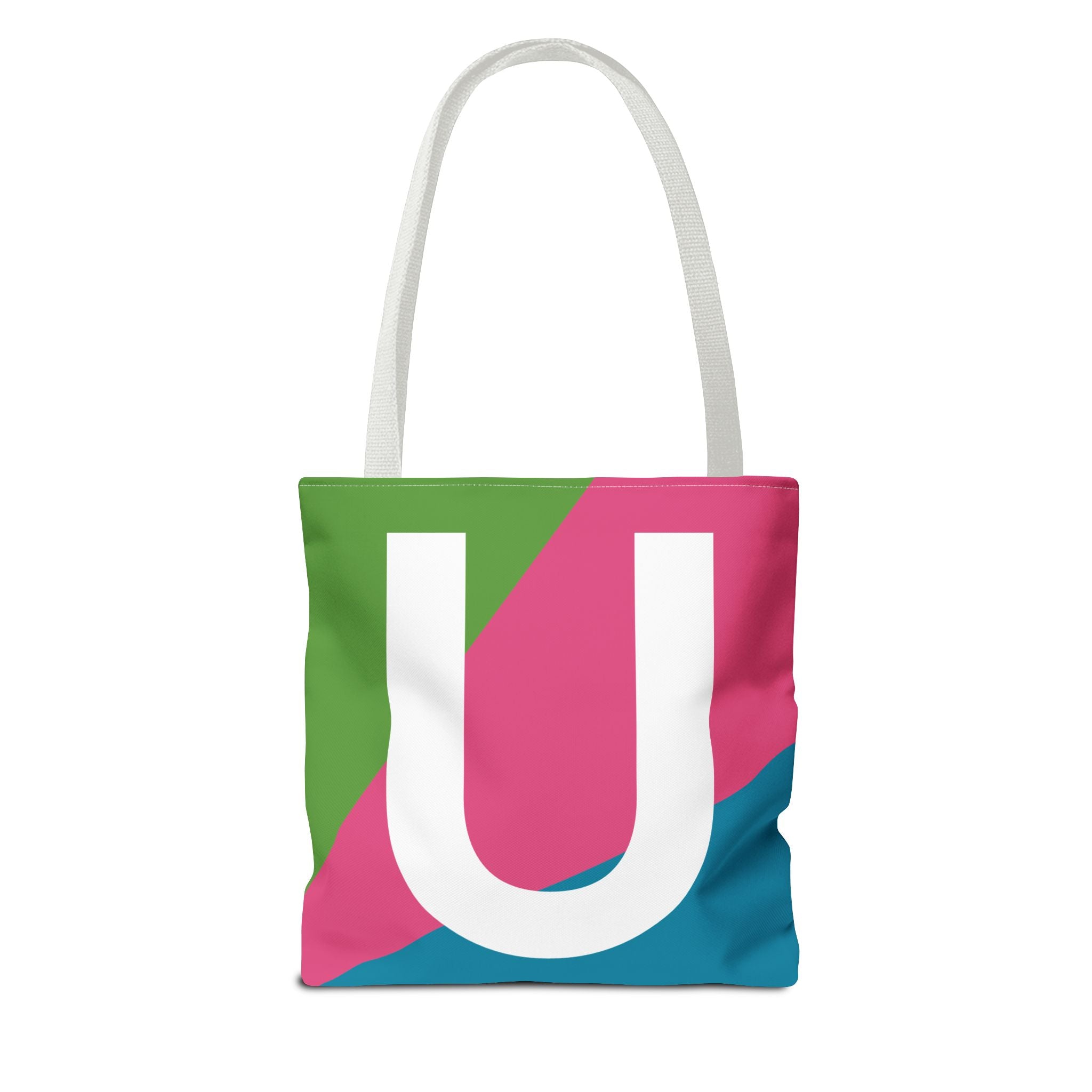 Monogram 'U' Colorblock Tote Bag — Personalized Initial U Shoulder Tote