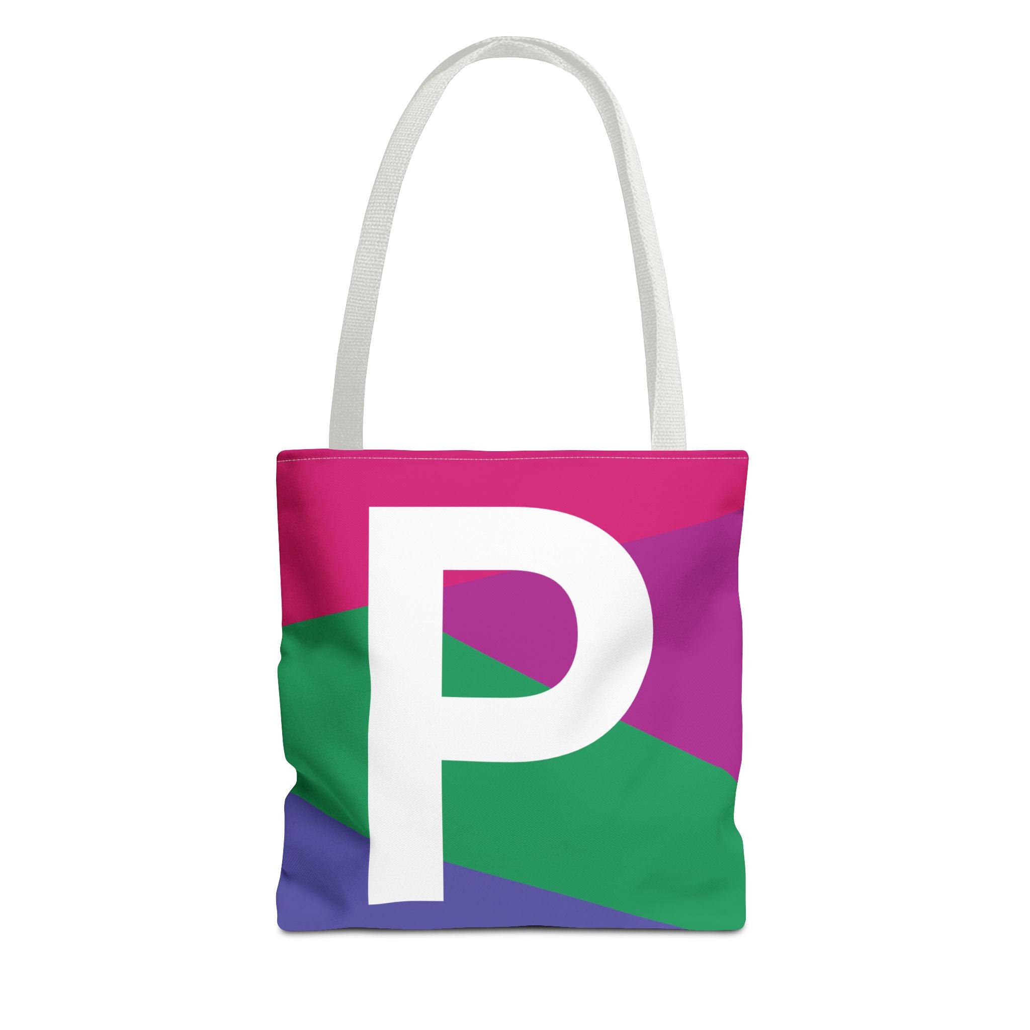 Monogram 'P' Colorblock Tote Bag — Personalized Initial P Shoulder Tote