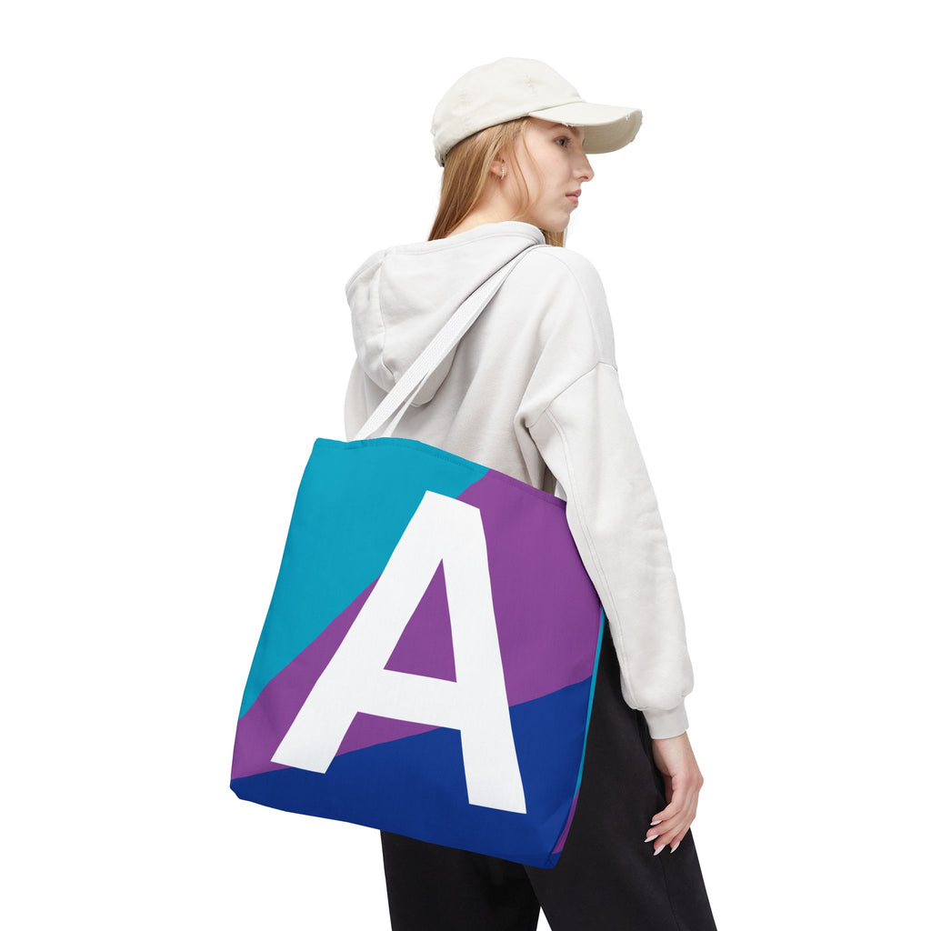 Monogram 'A' Colorblock Tote Bag — Personalized Initial A Shoulder Tote