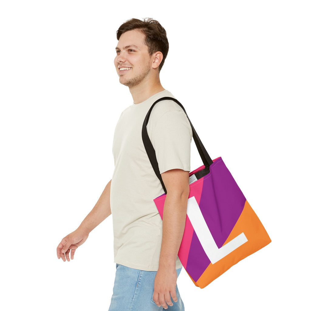 Monogram 'L' Colorblock Tote Bag — Personalized Initial L Shoulder Tote