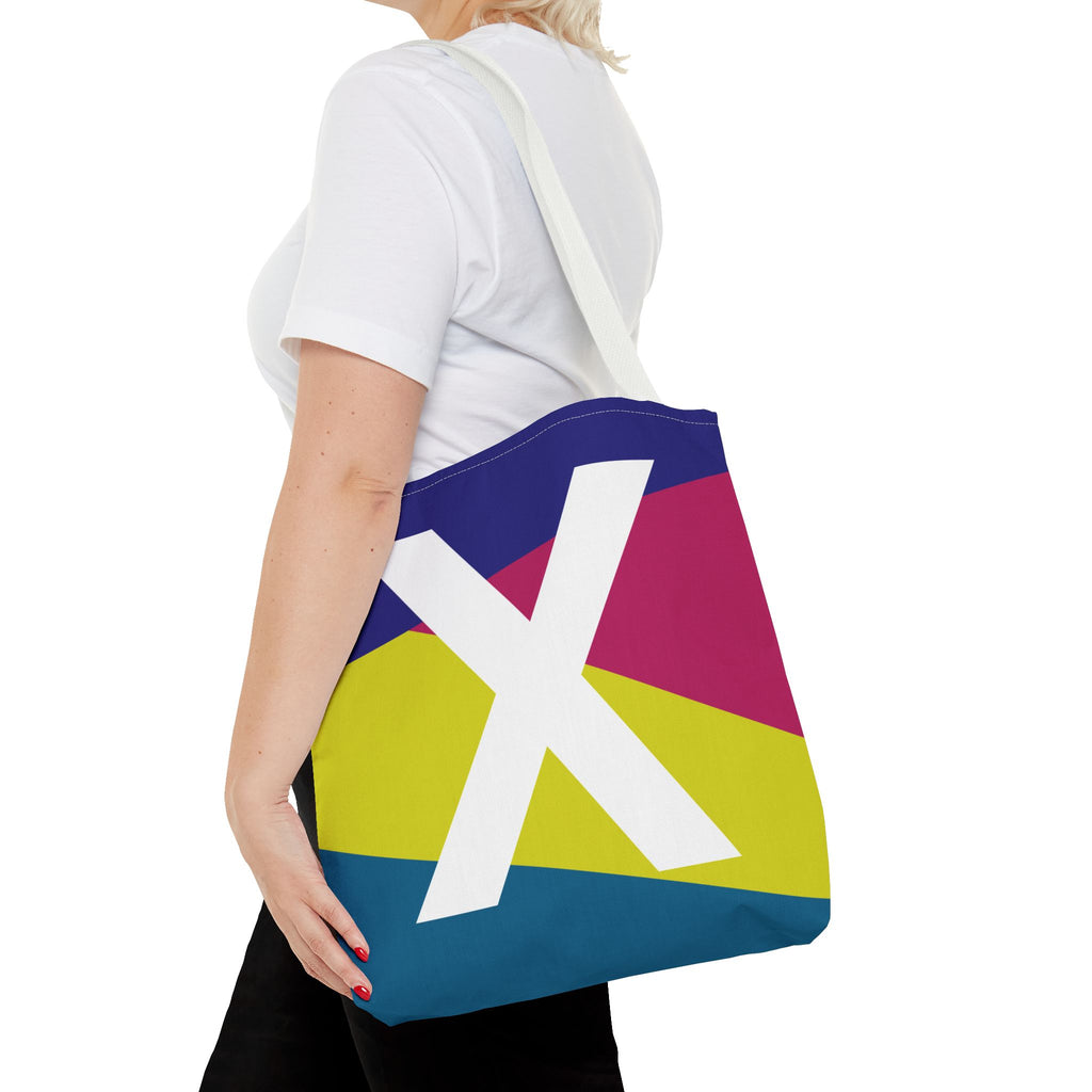 Monogram 'X' Colorblock Tote Bag — Personalized Initial X Shoulder Tote
