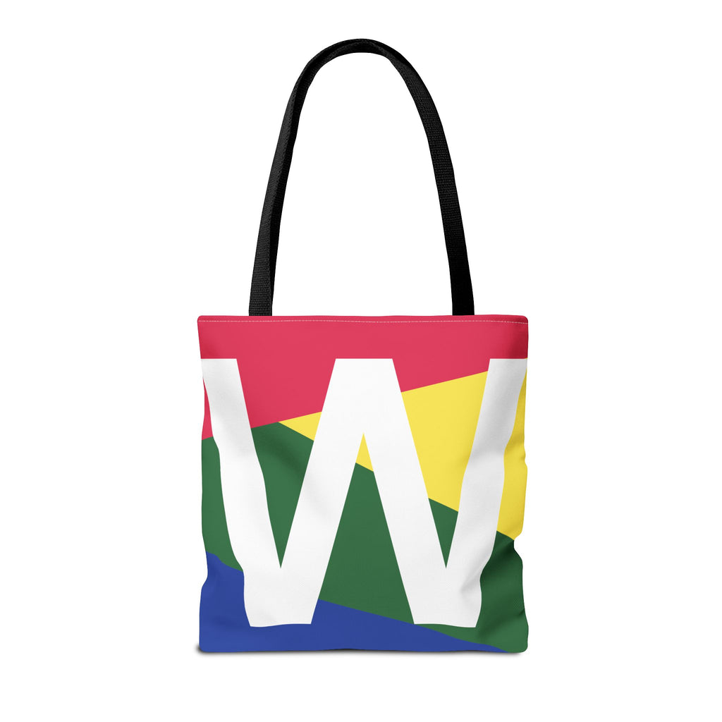 Monogram 'W' Colorblock Tote Bag — Personalized Initial W Shoulder Tote