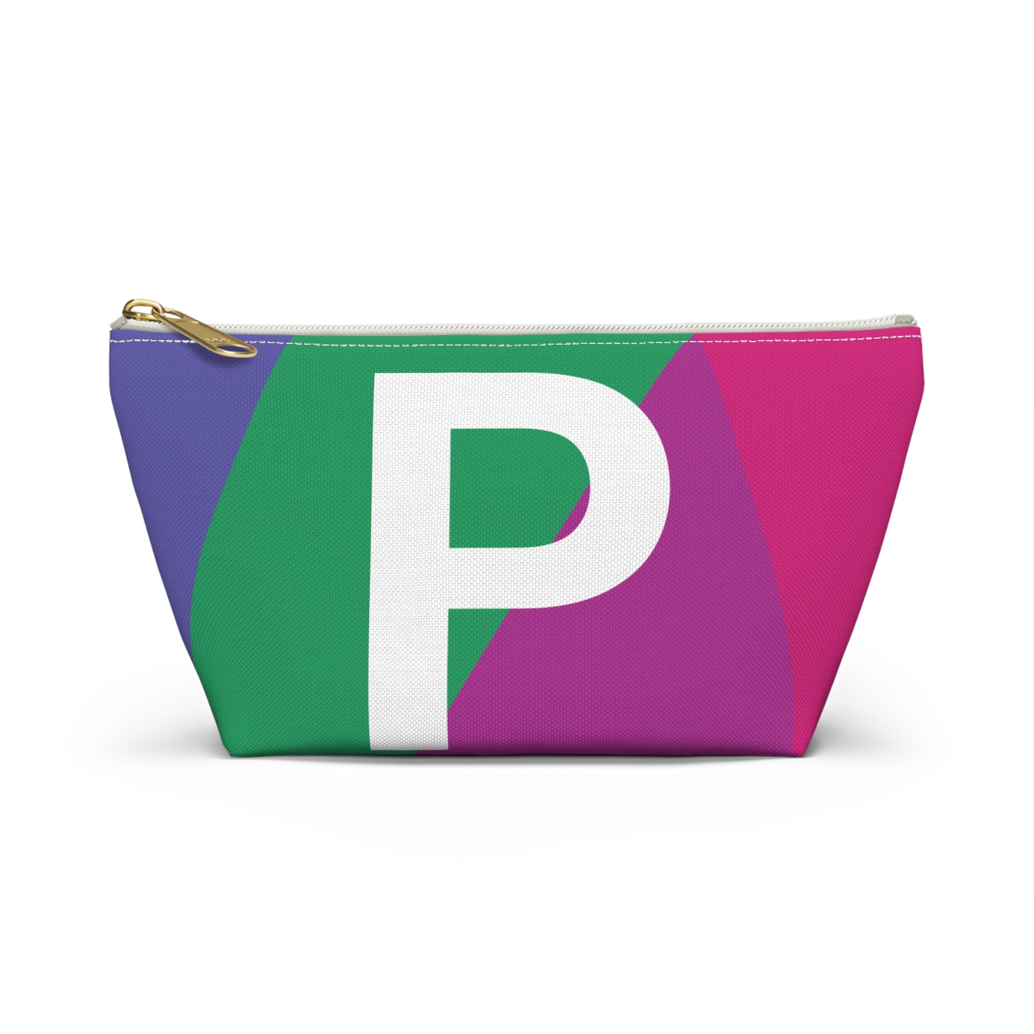Initials Colorblock Accessory Pouch — Monogram P T-Bottom Cosmetic Bag