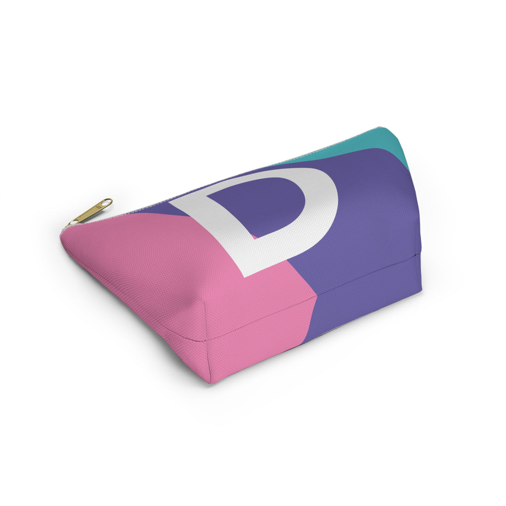 Initials Colorblock Accessory Pouch — Monogram D T-Bottom Cosmetic Bag