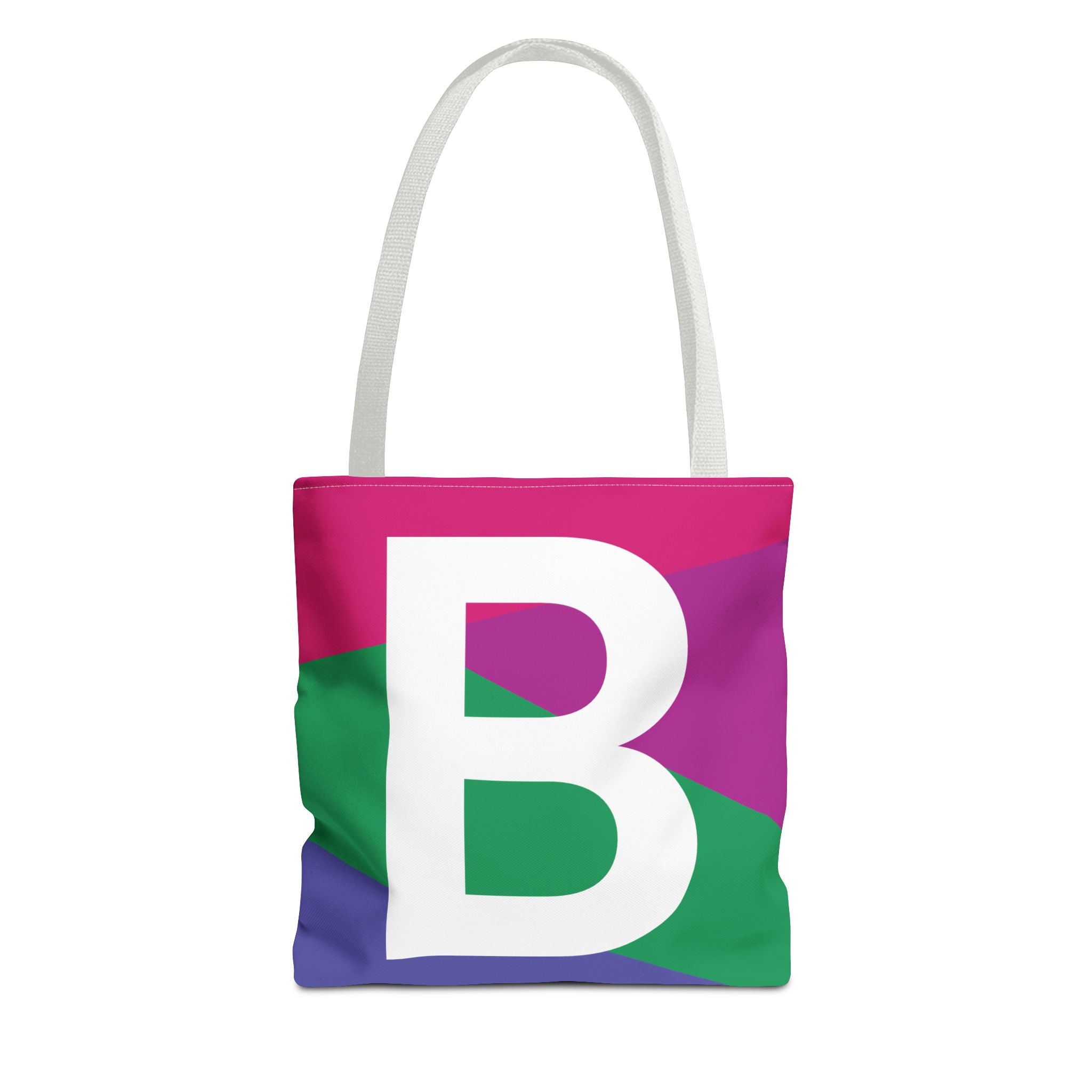 Monogram 'B' Colorblock Tote Bag — Personalized Initial B Shoulder Tote
