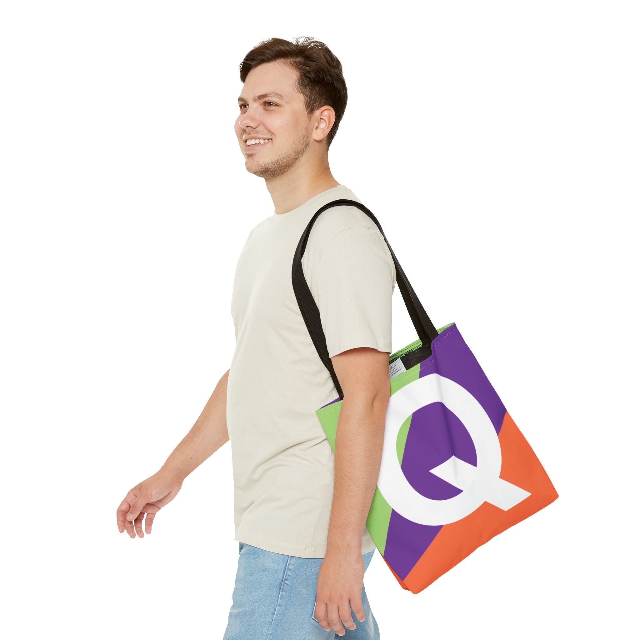 Monogram 'Q' Colorblock Tote Bag — Personalized Initial Q Shoulder Tote