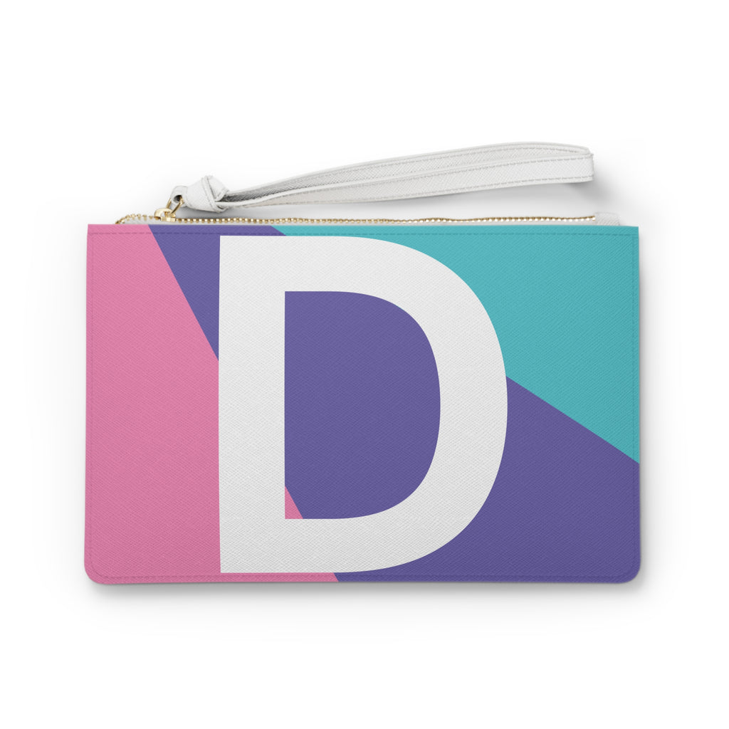 Monogram 'D' Colorblock Clutch Bag — Bold Geometric Wristlet for Everyday & Gifts
