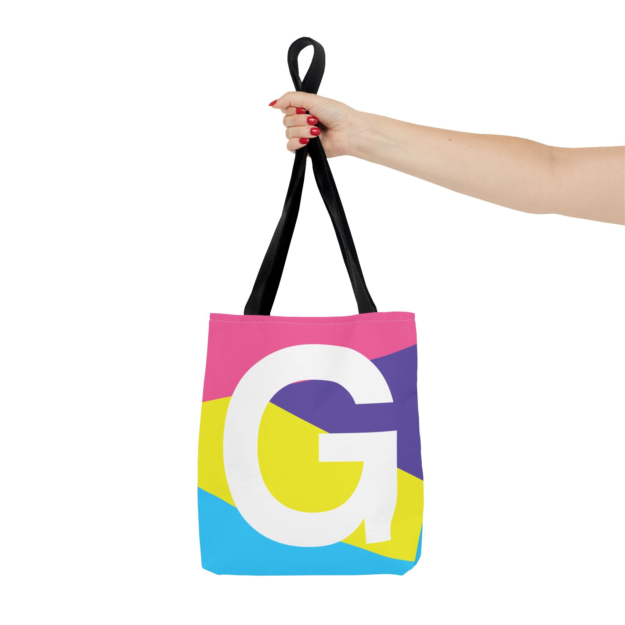 Monogram 'G' Colorblock Tote Bag — Personalized Initial G Shoulder Tote
