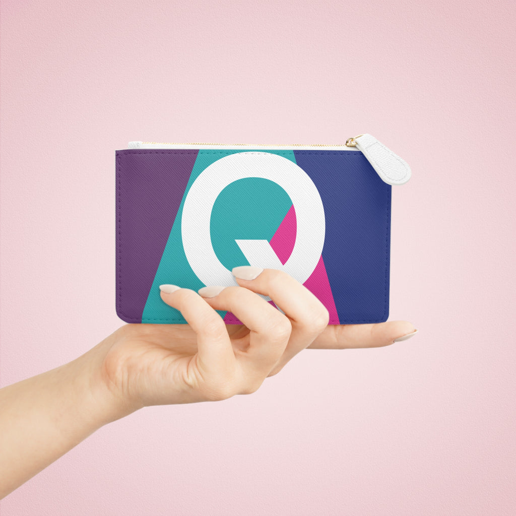 Initial Q Mini Clutch — Colorblock Monogram Wristlet Wallet