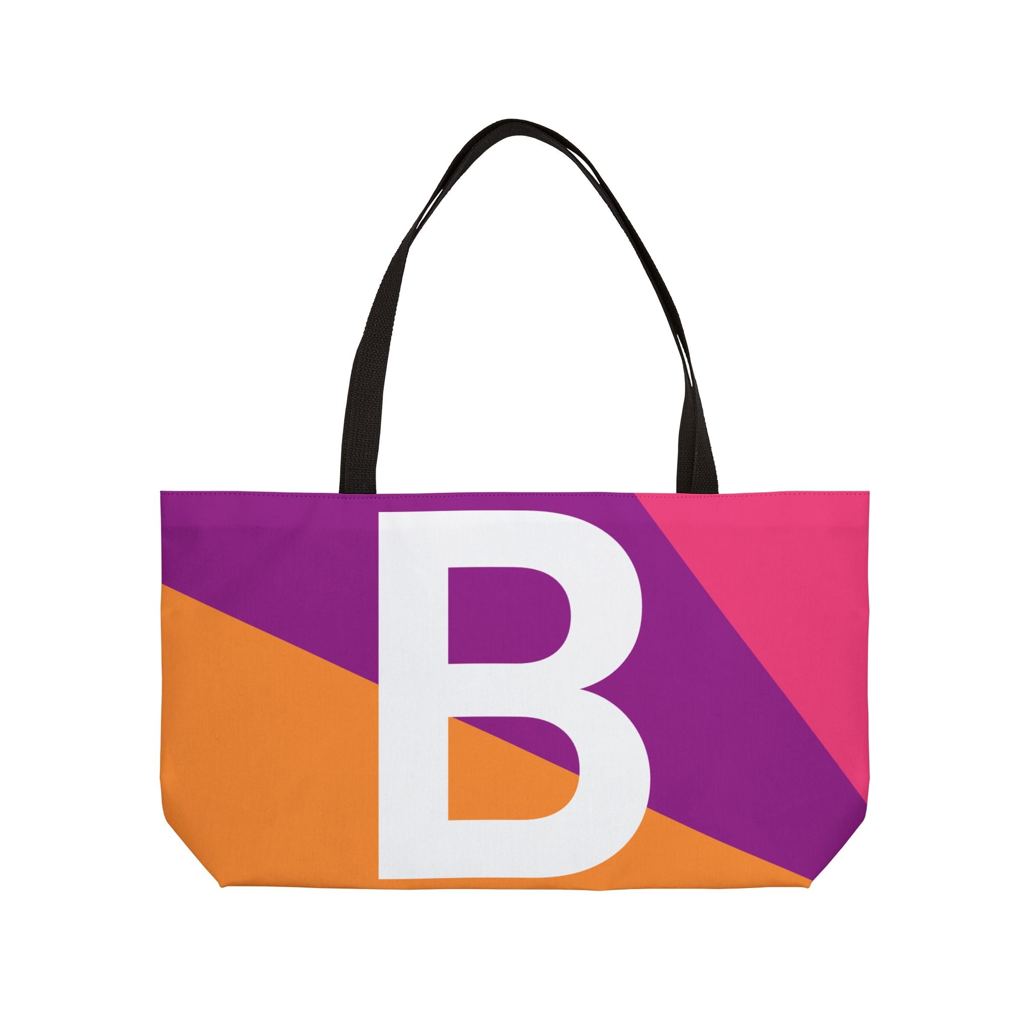 Personalized 'B' Colorblock Tote Bag — Monogram Weekender Tote