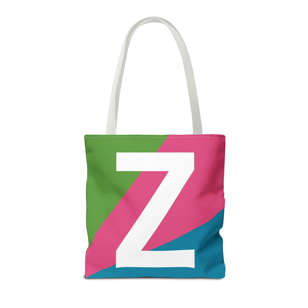 Monogram 'Z' Colorblock Tote Bag — Personalized Initial Z Shoulder Tote