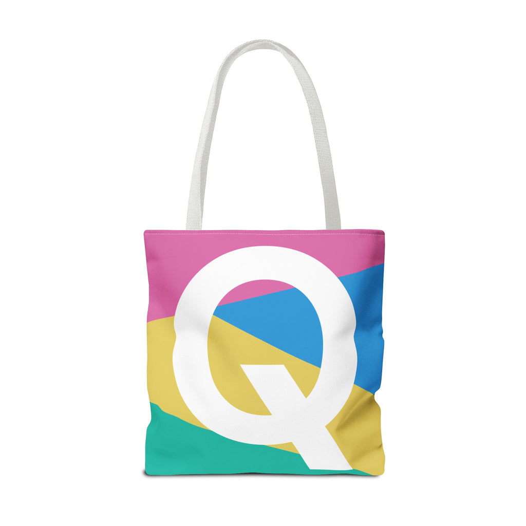 Monogram 'Q' Colorblock Tote Bag — Personalized Initial Q Shoulder Tote