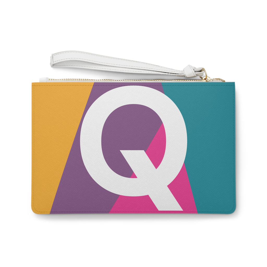 Monogram 'Q' Colorblock Clutch Bag — Bold Geometric Wristlet for Everyday & Gifts