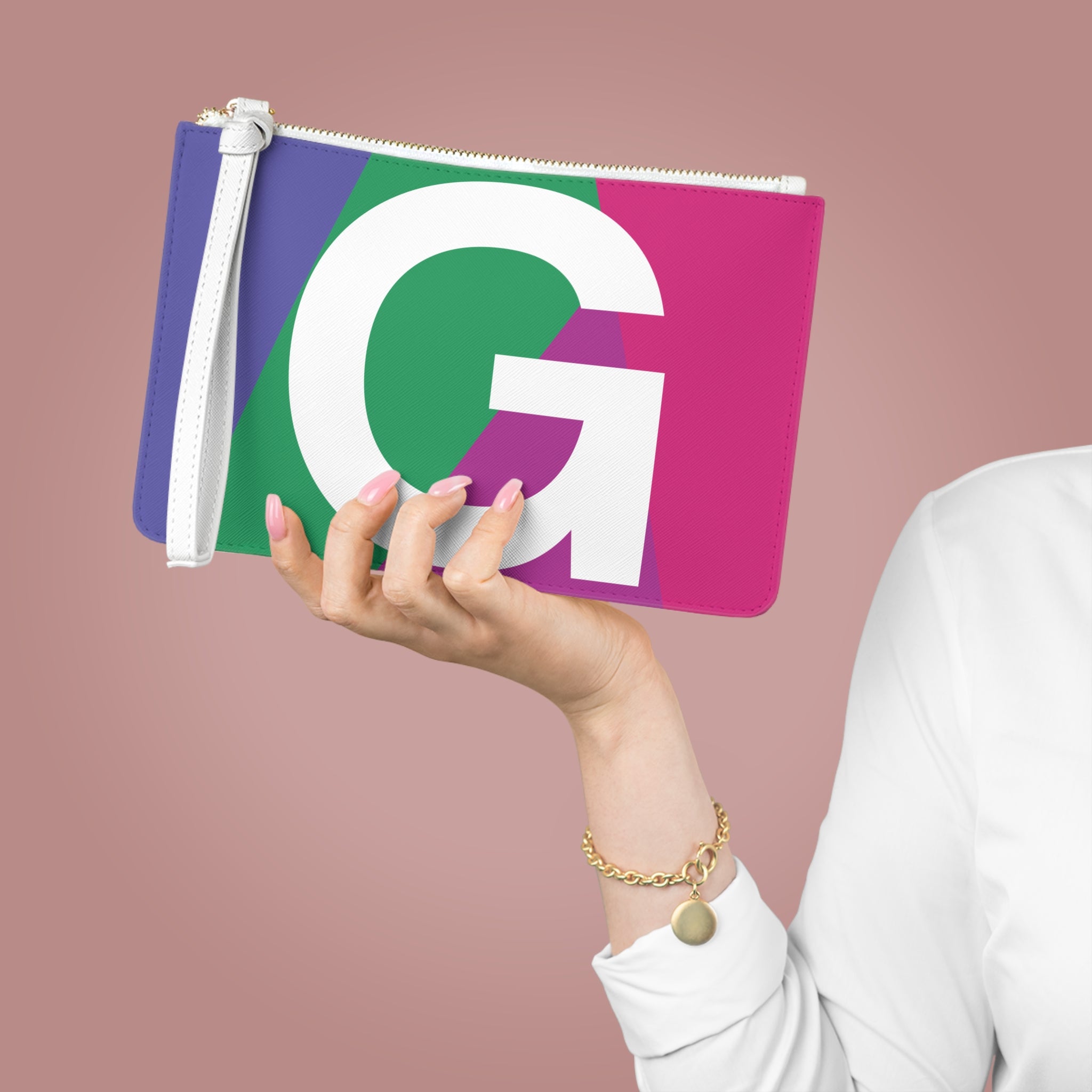 Monogram 'G' Colorblock Clutch Bag — Bold Geometric Wristlet for Everyday & Gifts