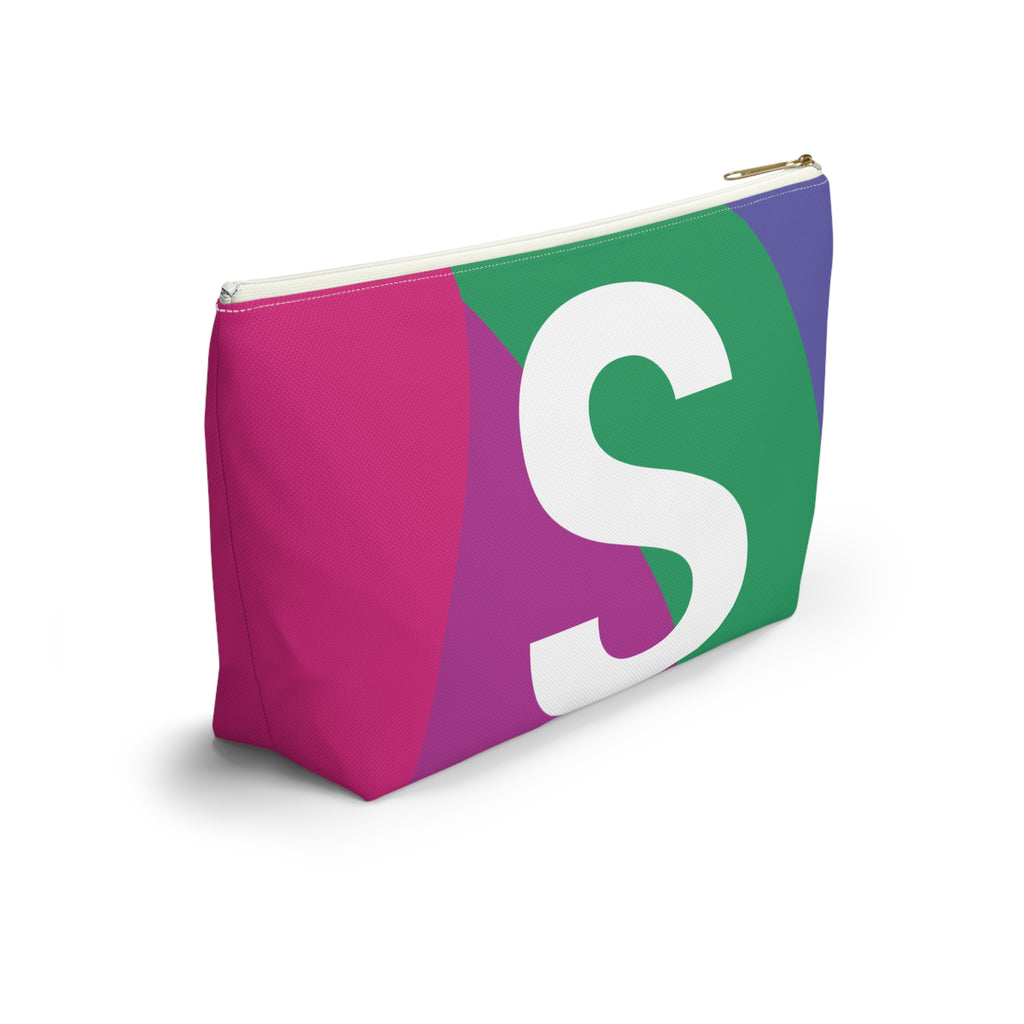 Initials Colorblock Accessory Pouch — Monogram S T-Bottom Cosmetic Bag