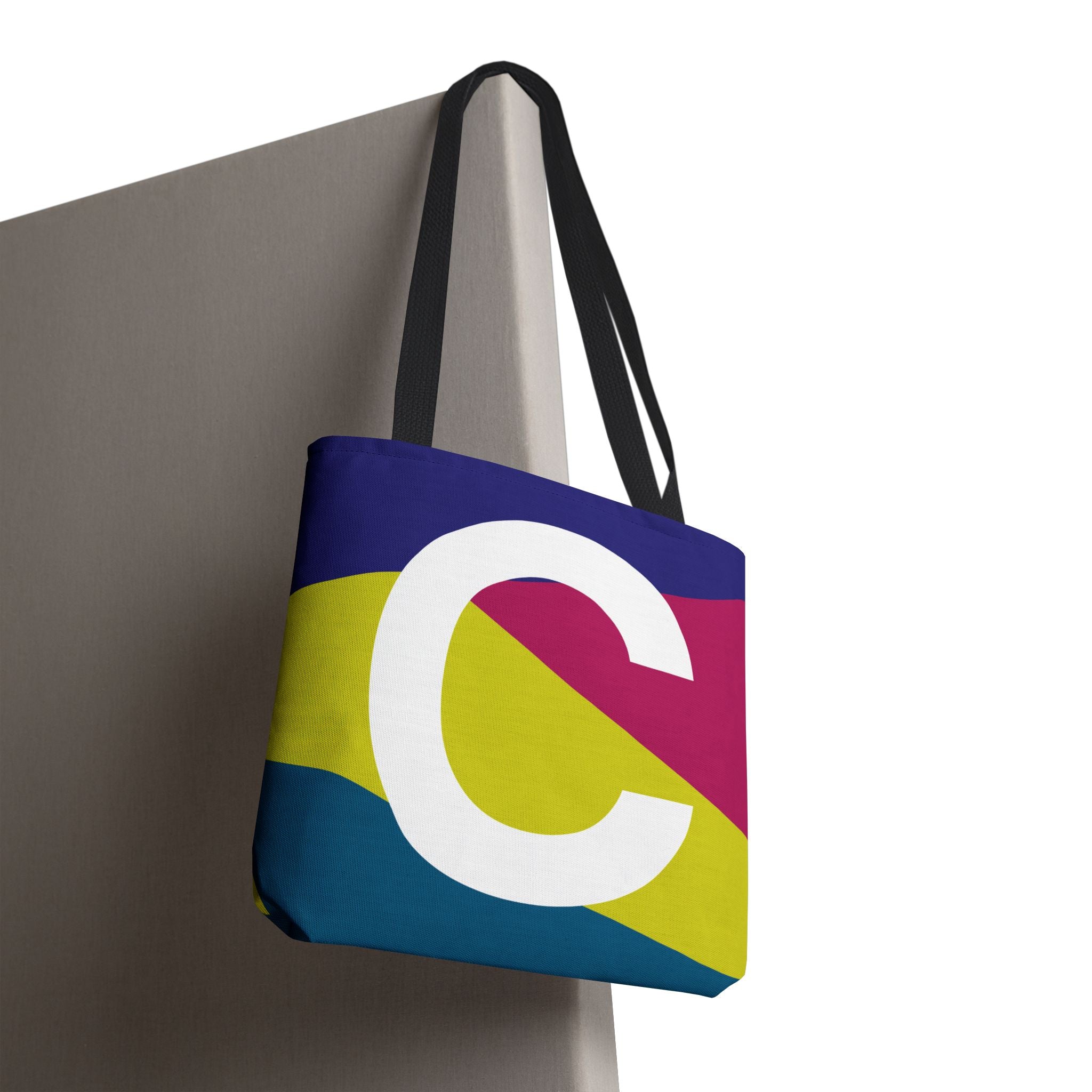 Monogram 'C' Colorblock Tote Bag — Personalized Initial C Shoulder Tote