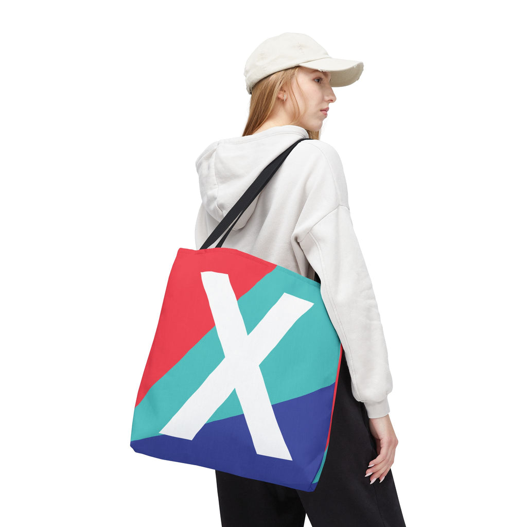 Monogram 'X' Colorblock Tote Bag — Personalized Initial X Shoulder Tote