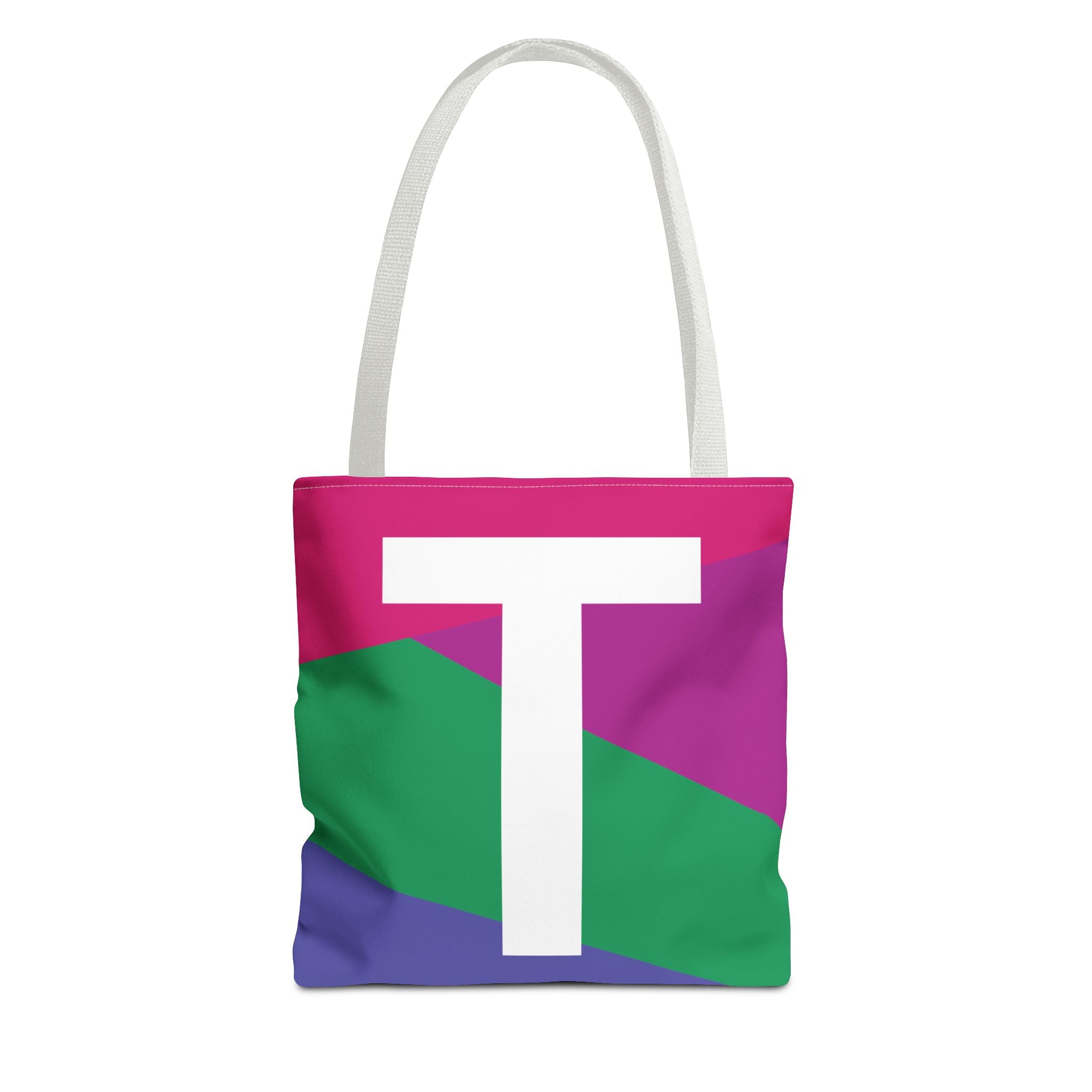Monogram 'T' Colorblock Tote Bag — Personalized Initial T Shoulder Tote