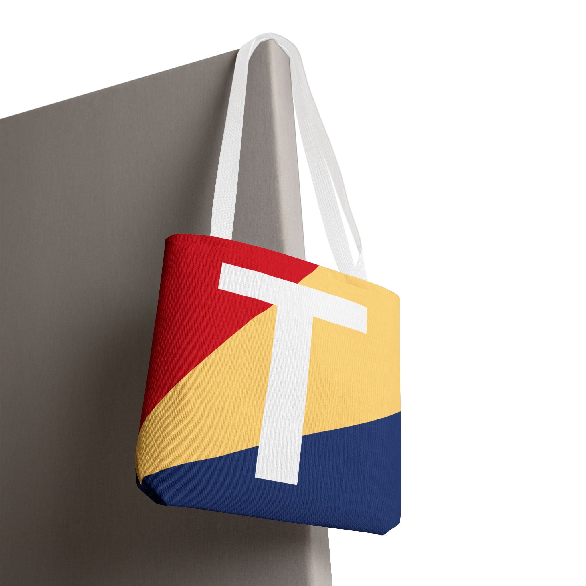Monogram 'T' Colorblock Tote Bag — Personalized Initial T Shoulder Tote