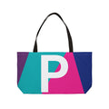 Personalized 'P' Colorblock Tote Bag — Monogram Weekender Tote