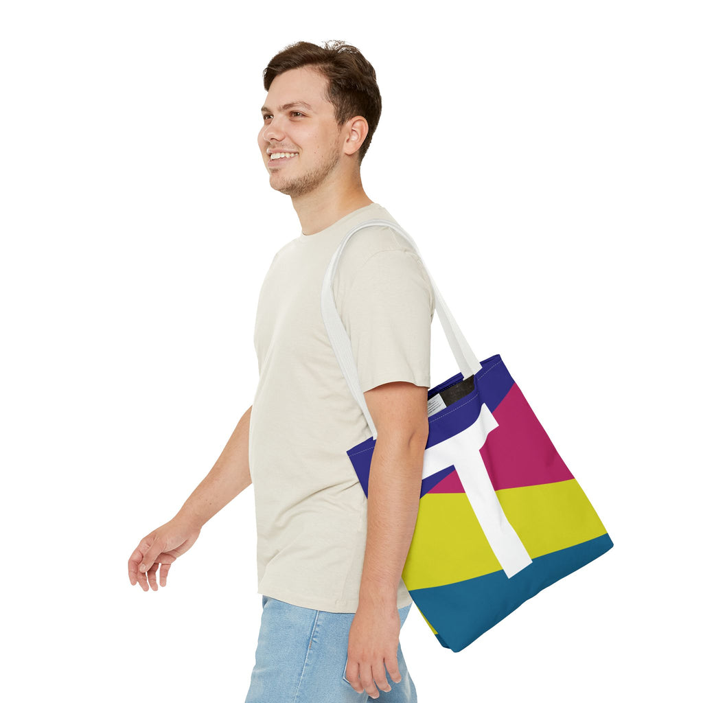 Monogram 'T' Colorblock Tote Bag — Personalized Initial T Shoulder Tote