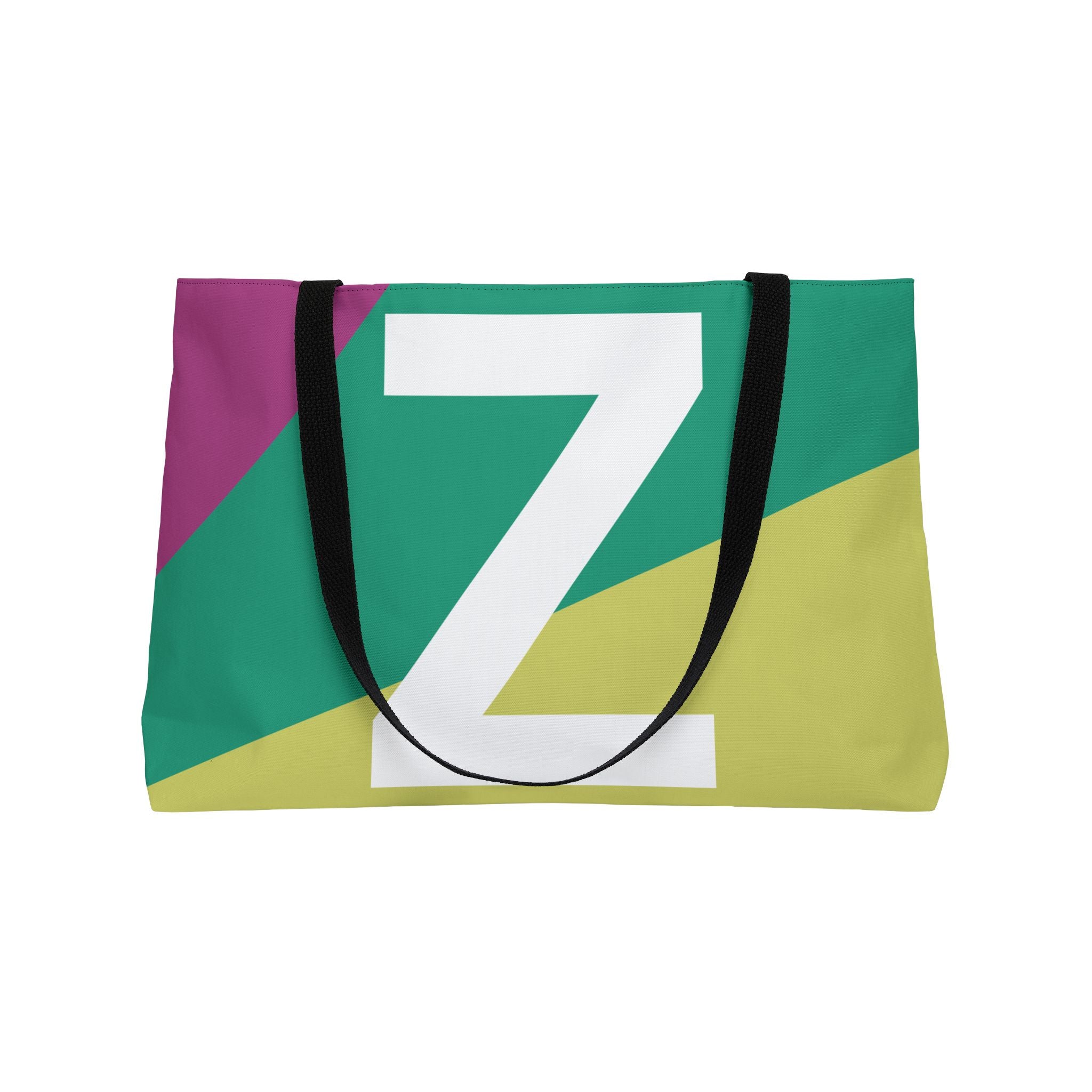 Personalized 'Z' Colorblock Tote Bag — Monogram Weekender Tote