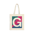 Initial G Colorblock Canvas Tote Bag — Monogram Letter G Reusable Grocery Tote