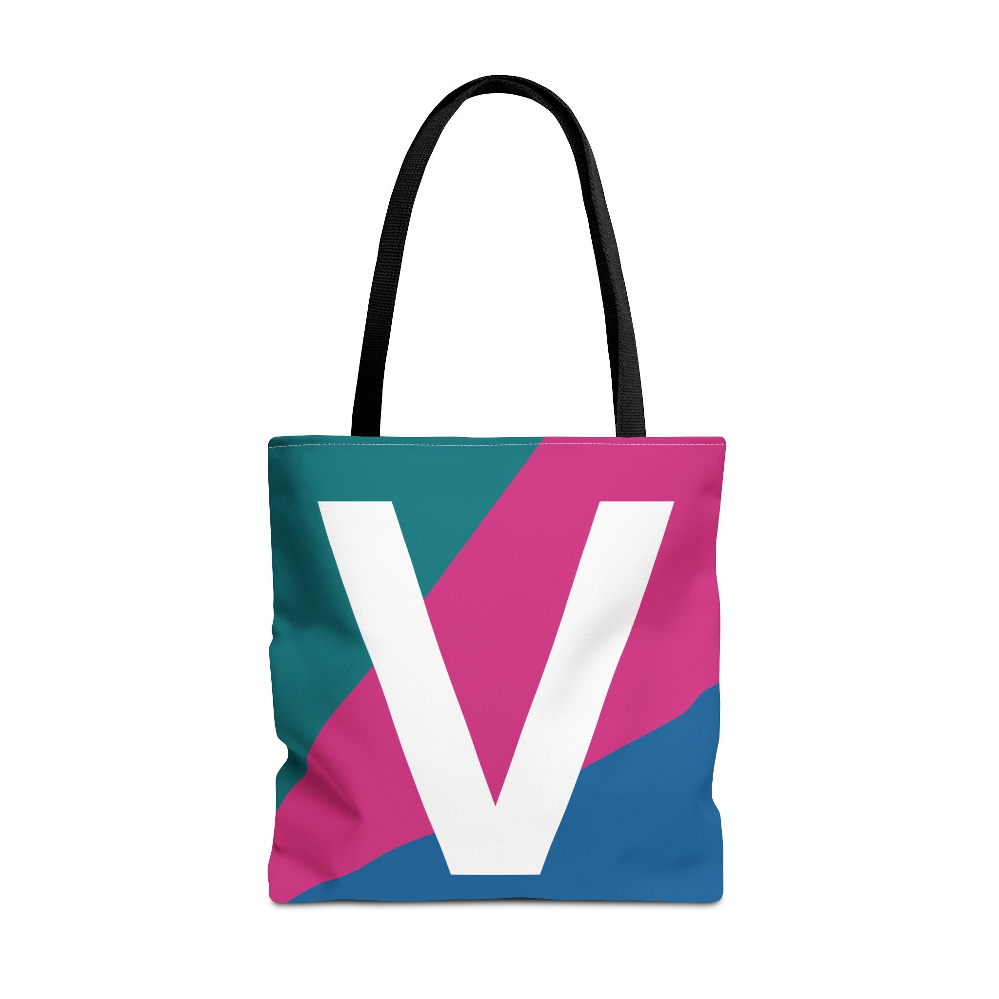 Monogram 'V' Colorblock Tote Bag — Personalized Initial V Shoulder Tote