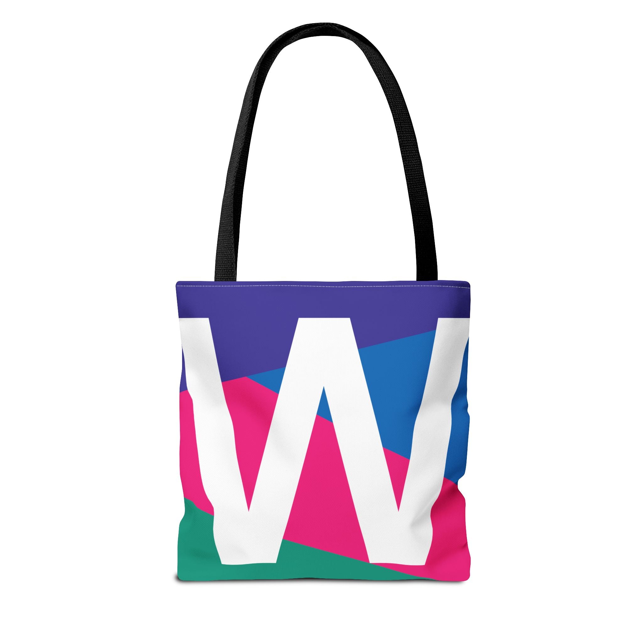 Monogram 'W' Colorblock Tote Bag — Personalized Initial W Shoulder Tote