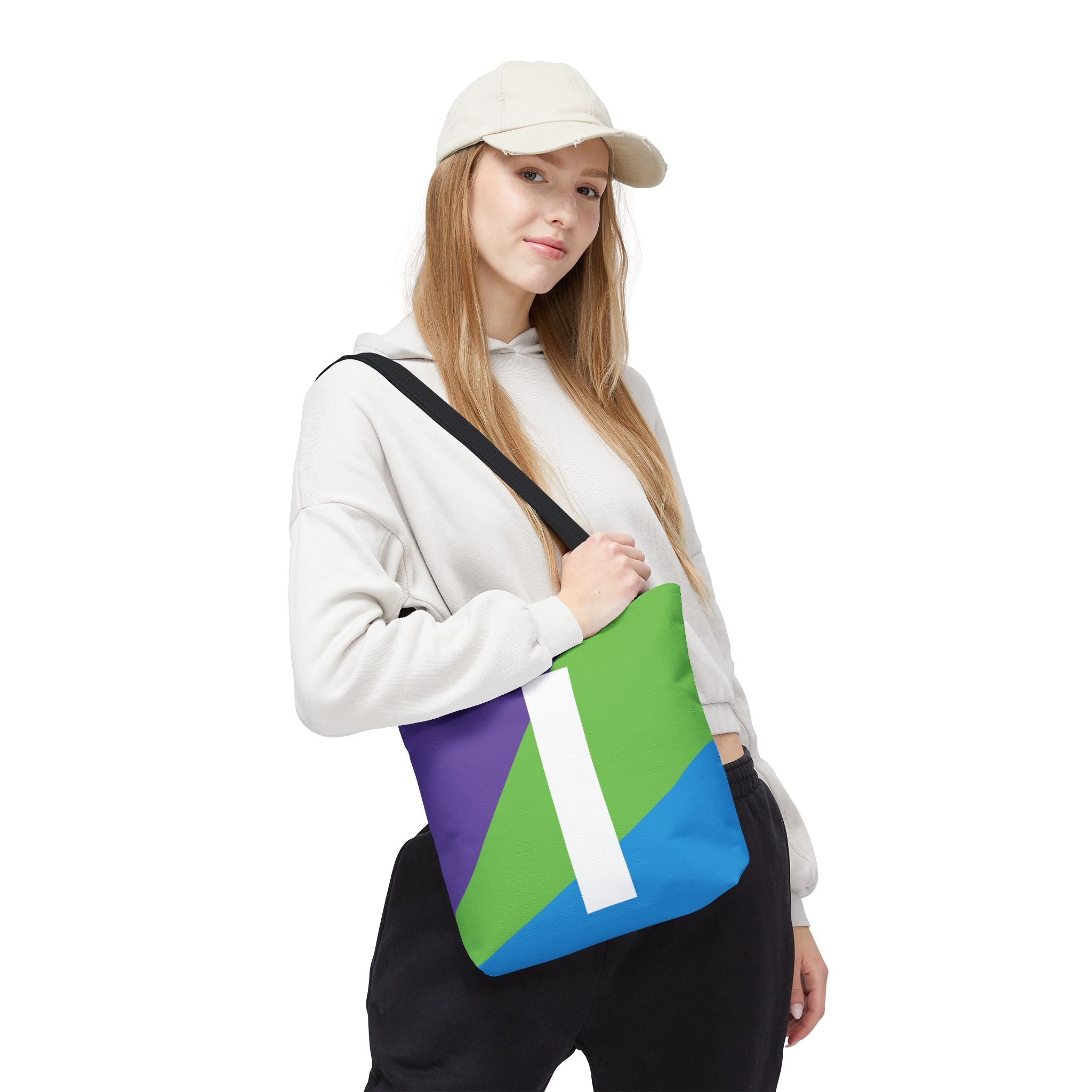Monogram 'I' Colorblock Tote Bag — Personalized Initial I Shoulder Tote