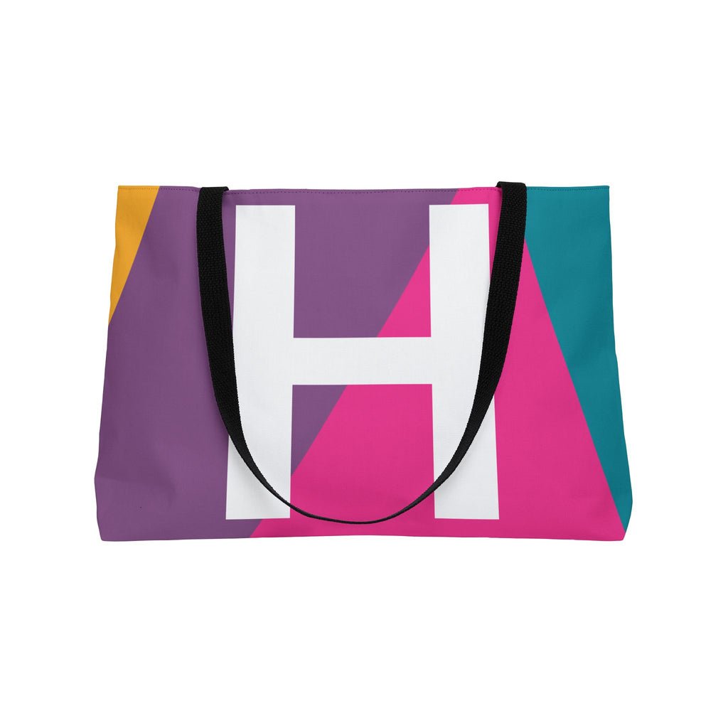 Personalized 'H' Colorblock Tote Bag — Monogram Weekender Tote