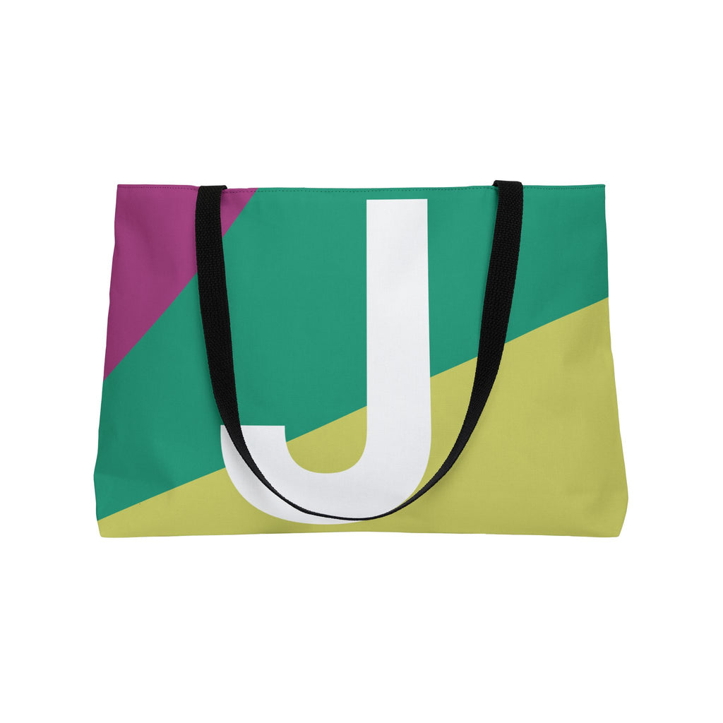 Personalized 'J' Colorblock Tote Bag — Monogram Weekender Tote
