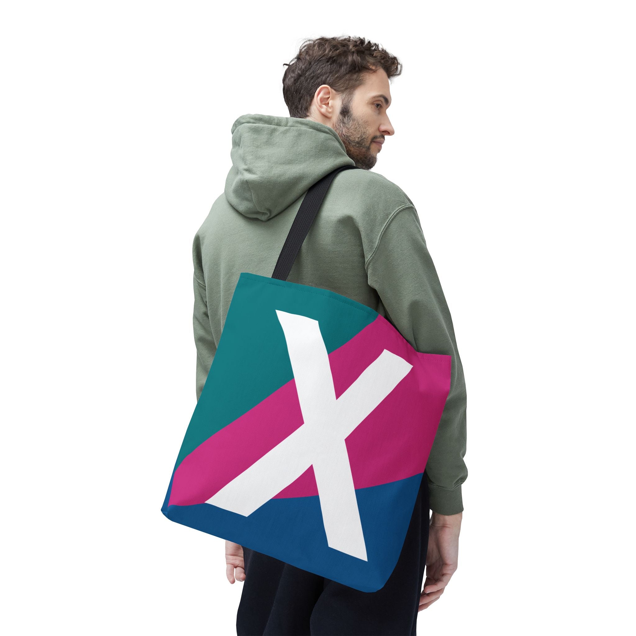 Monogram 'X' Colorblock Tote Bag — Personalized Initial X Shoulder Tote