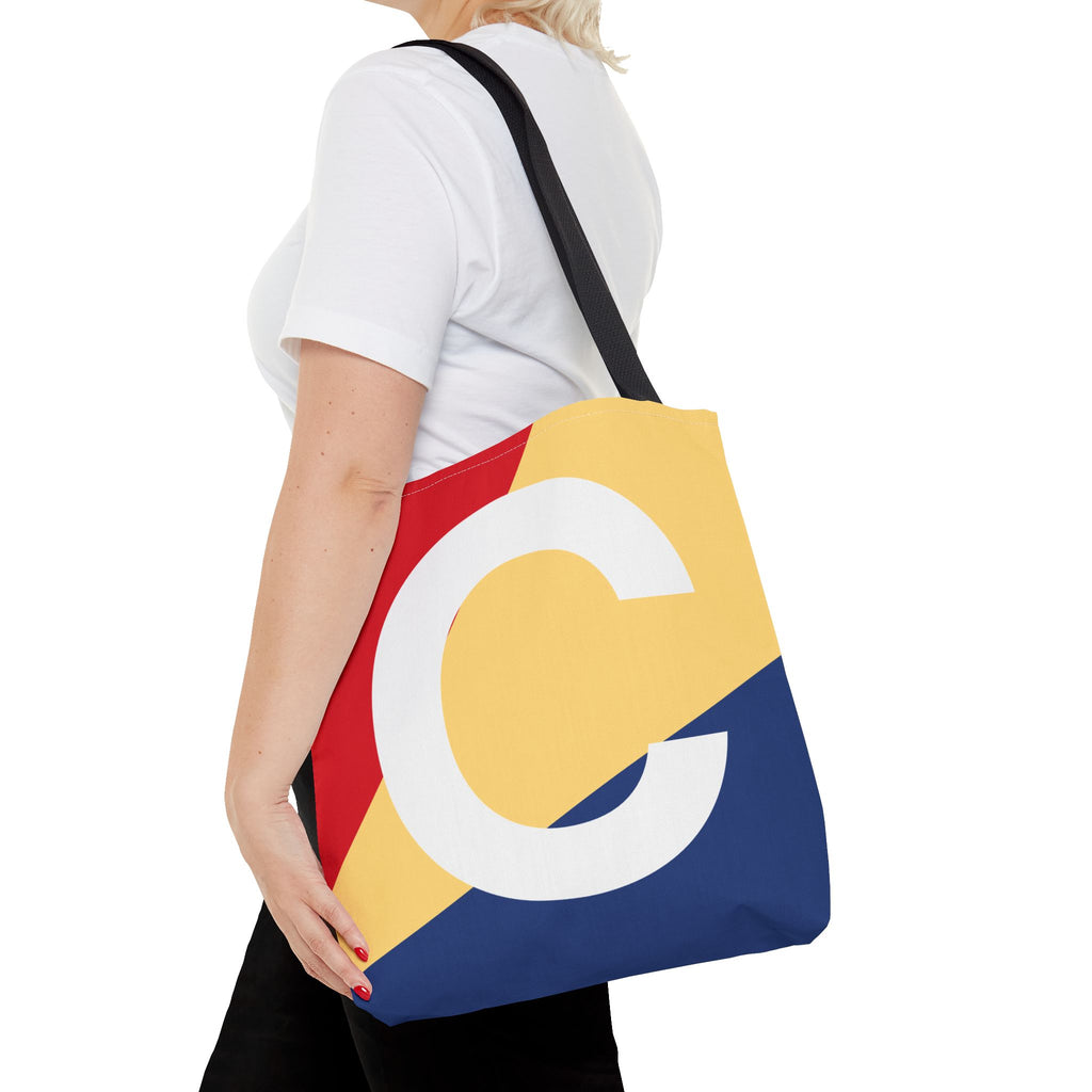 Monogram 'C' Colorblock Tote Bag — Personalized Initial C Shoulder Tote