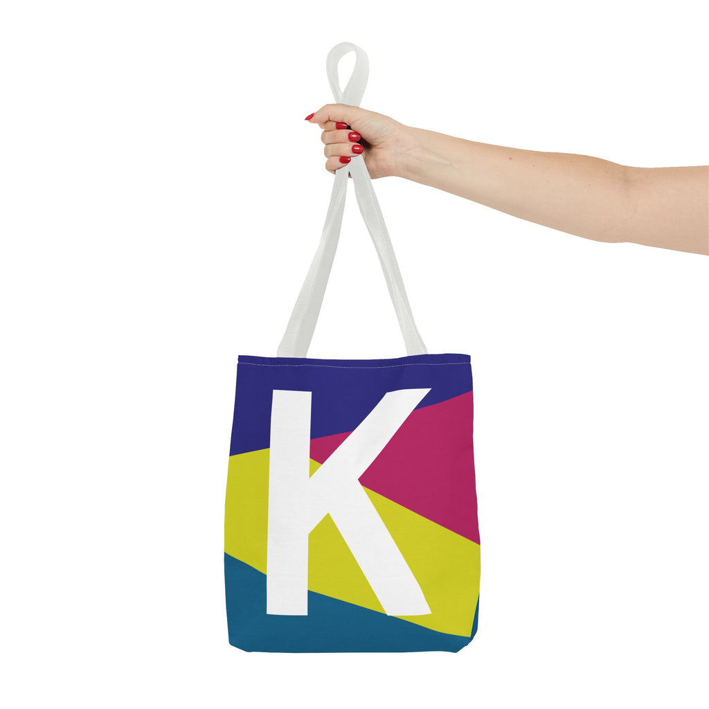 Monogram 'K' Colorblock Tote Bag — Personalized Initial K Shoulder Tote