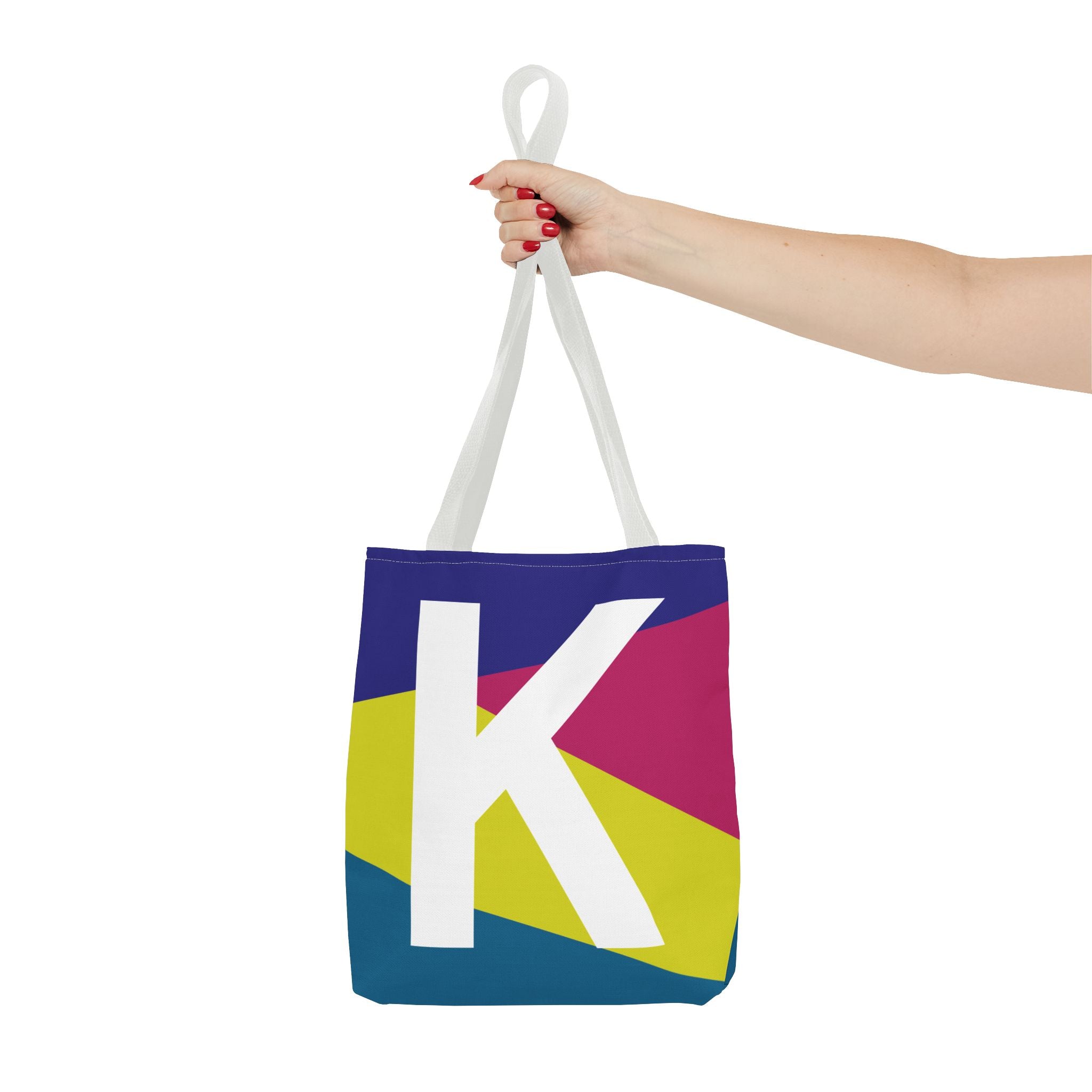 Monogram 'K' Colorblock Tote Bag — Personalized Initial K Shoulder Tote