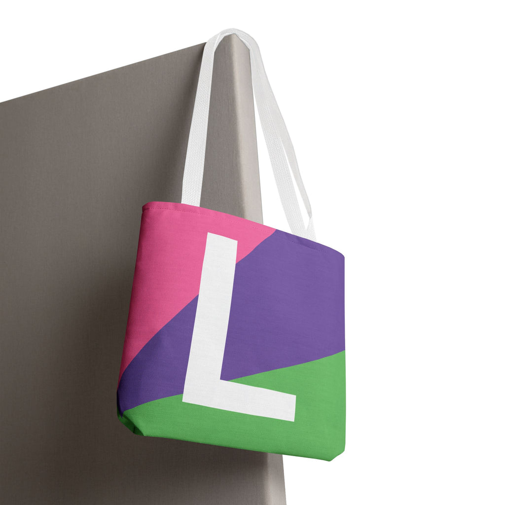 Monogram 'L' Colorblock Tote Bag — Personalized Initial L Shoulder Tote