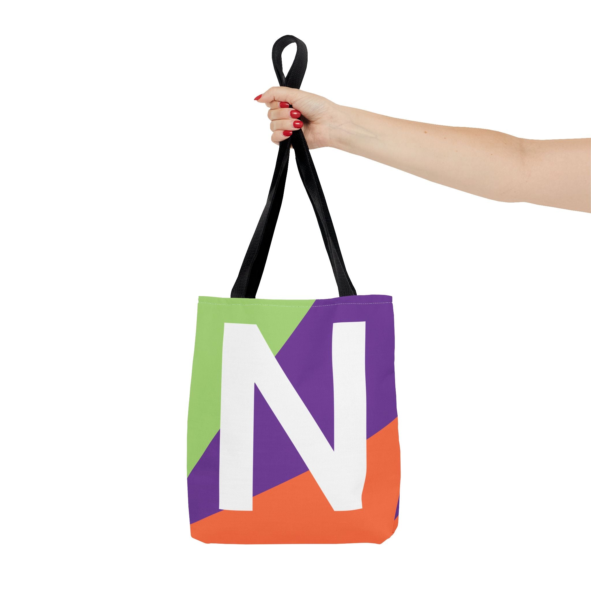Monogram 'N' Colorblock Tote Bag — Personalized Initial N Shoulder Tote